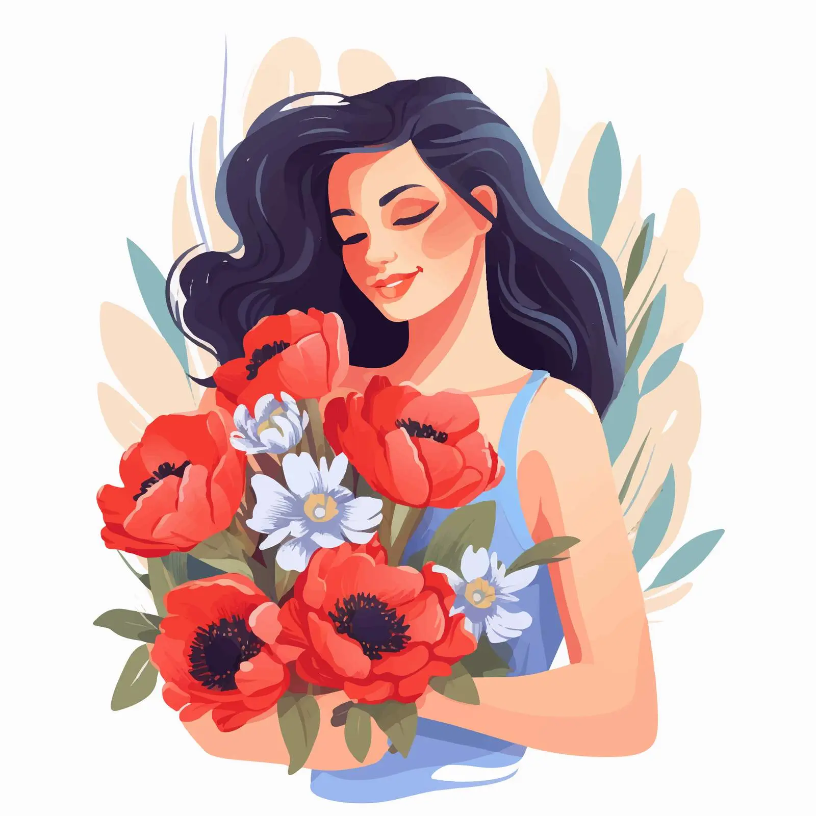 Elegant Woman Holding Flower Bouquet — free download from Dotvec