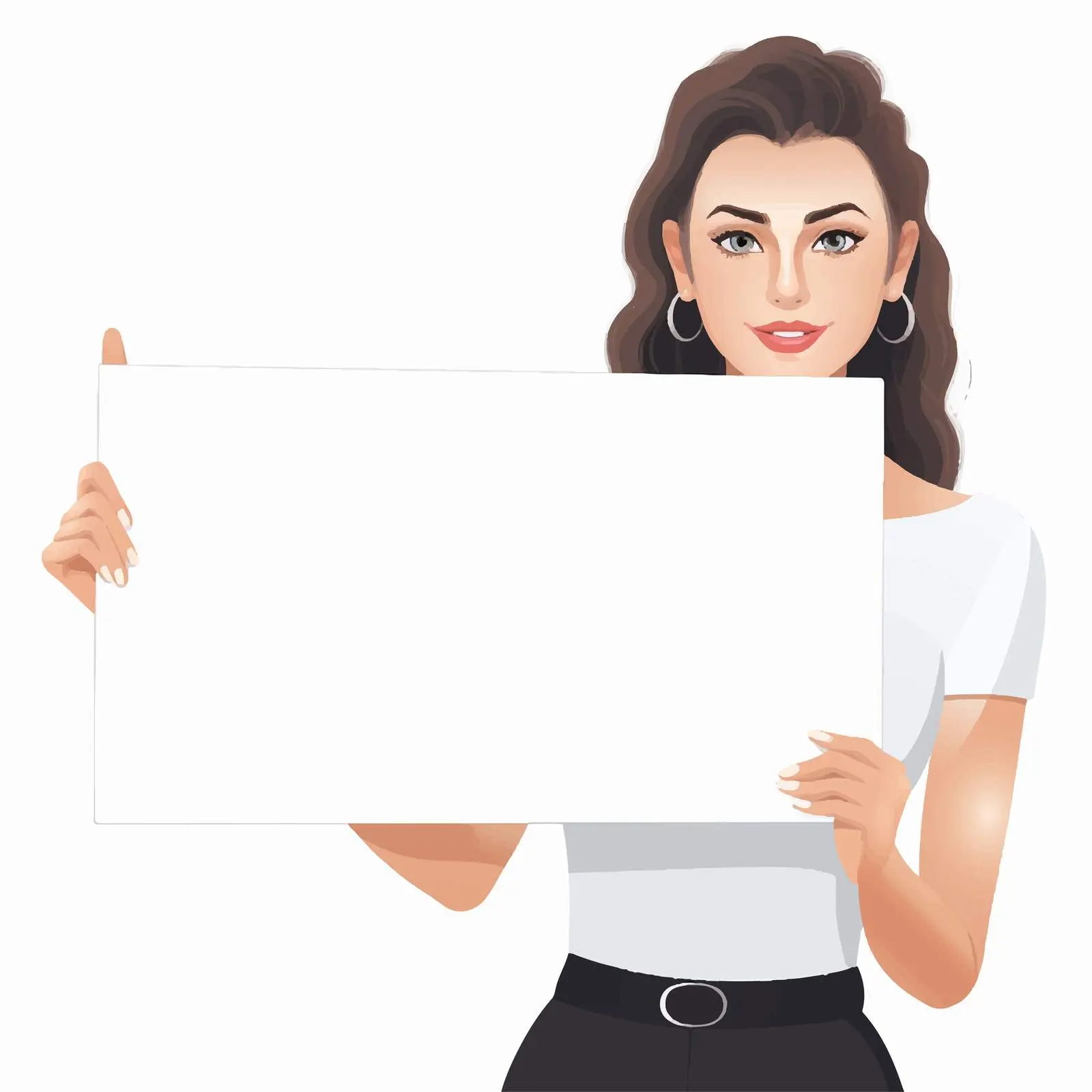 Woman Holding Blank Placard for Promotion — free download from Dotvec