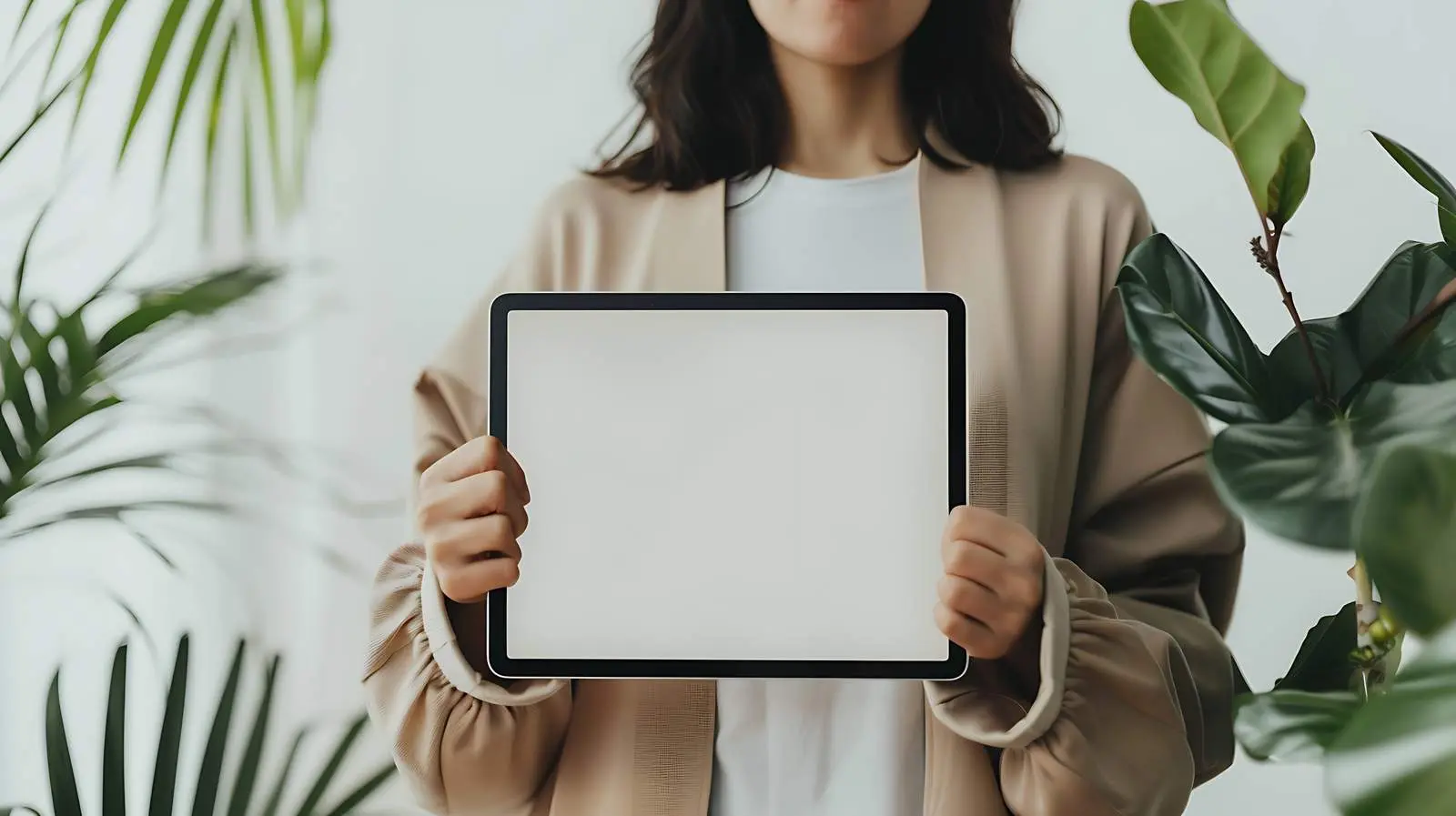 Woman Holding Tablet with Blank Screen – free tab image from Dotvec