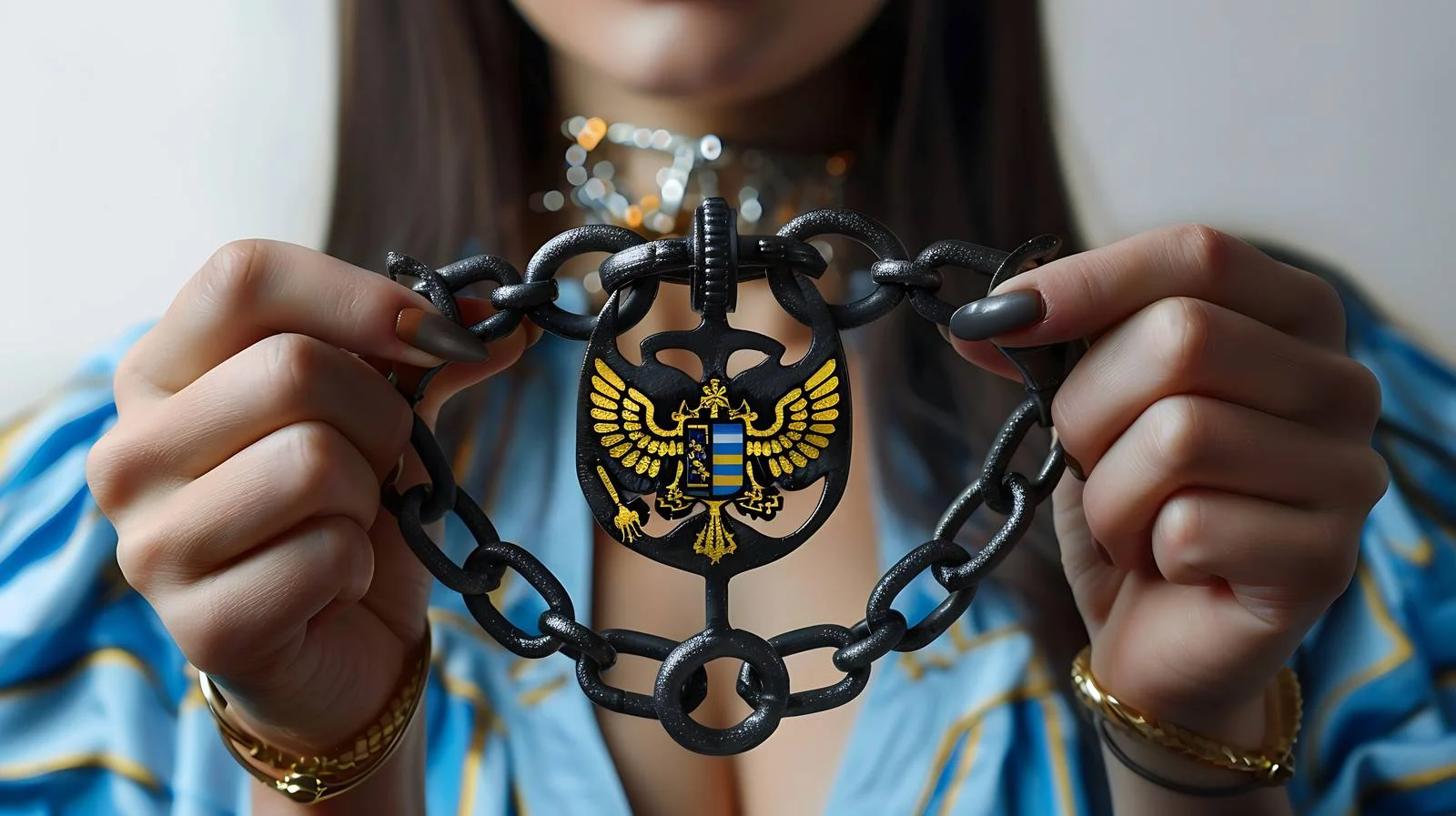 Ukrainian Coat of Arms Symbol Holding Woman — free download from Dotvec