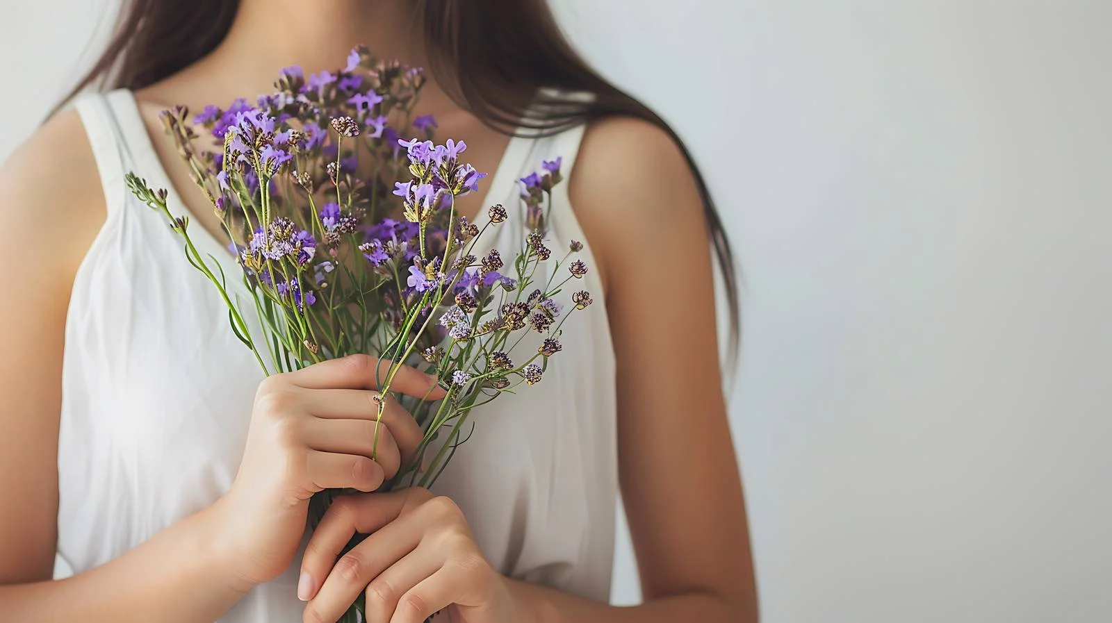 Graceful woman with vibrant wild blossoms — free download from Dotvec