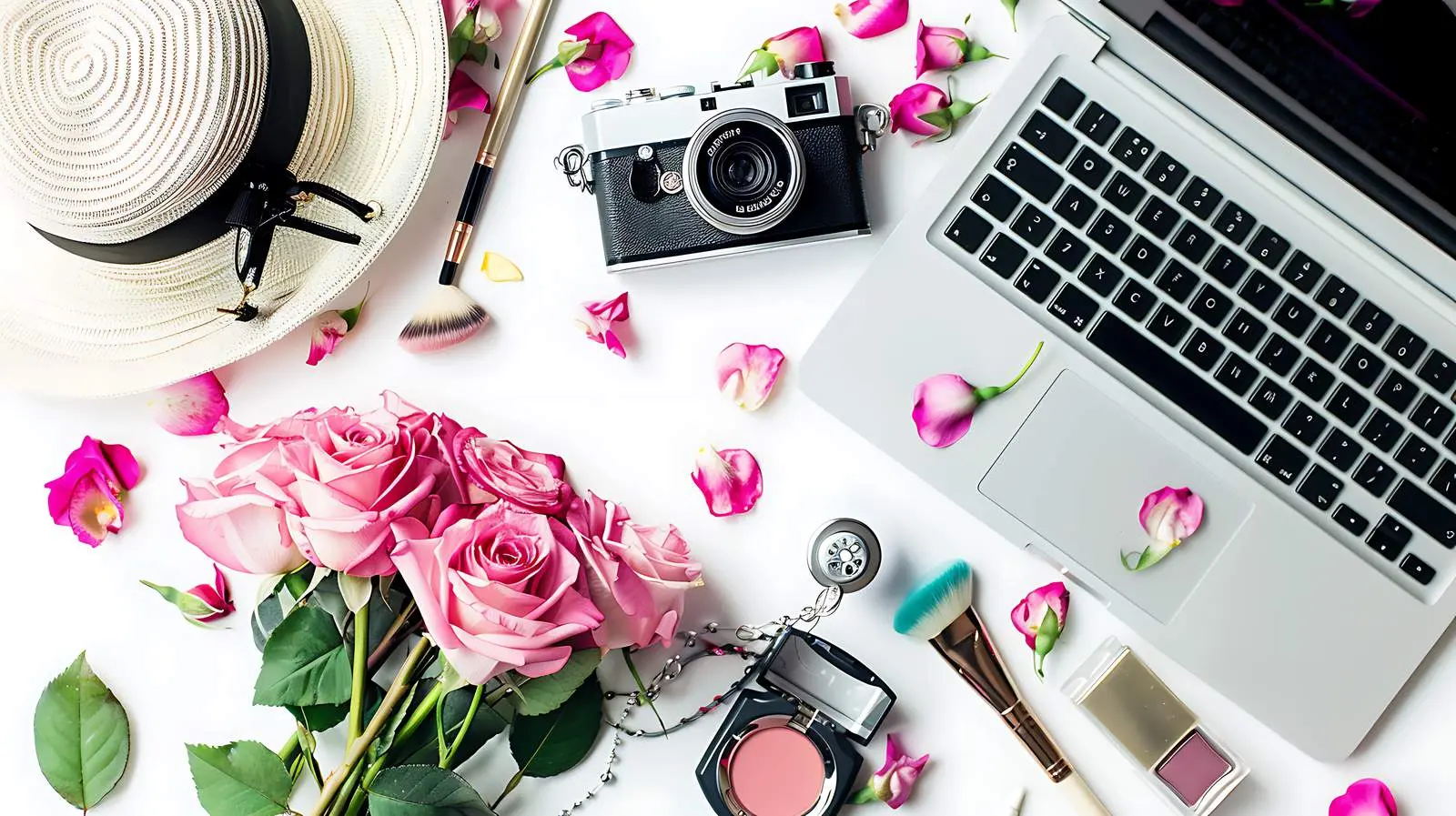 Woman Working in Home Office with Flowers — free download from Dotvec