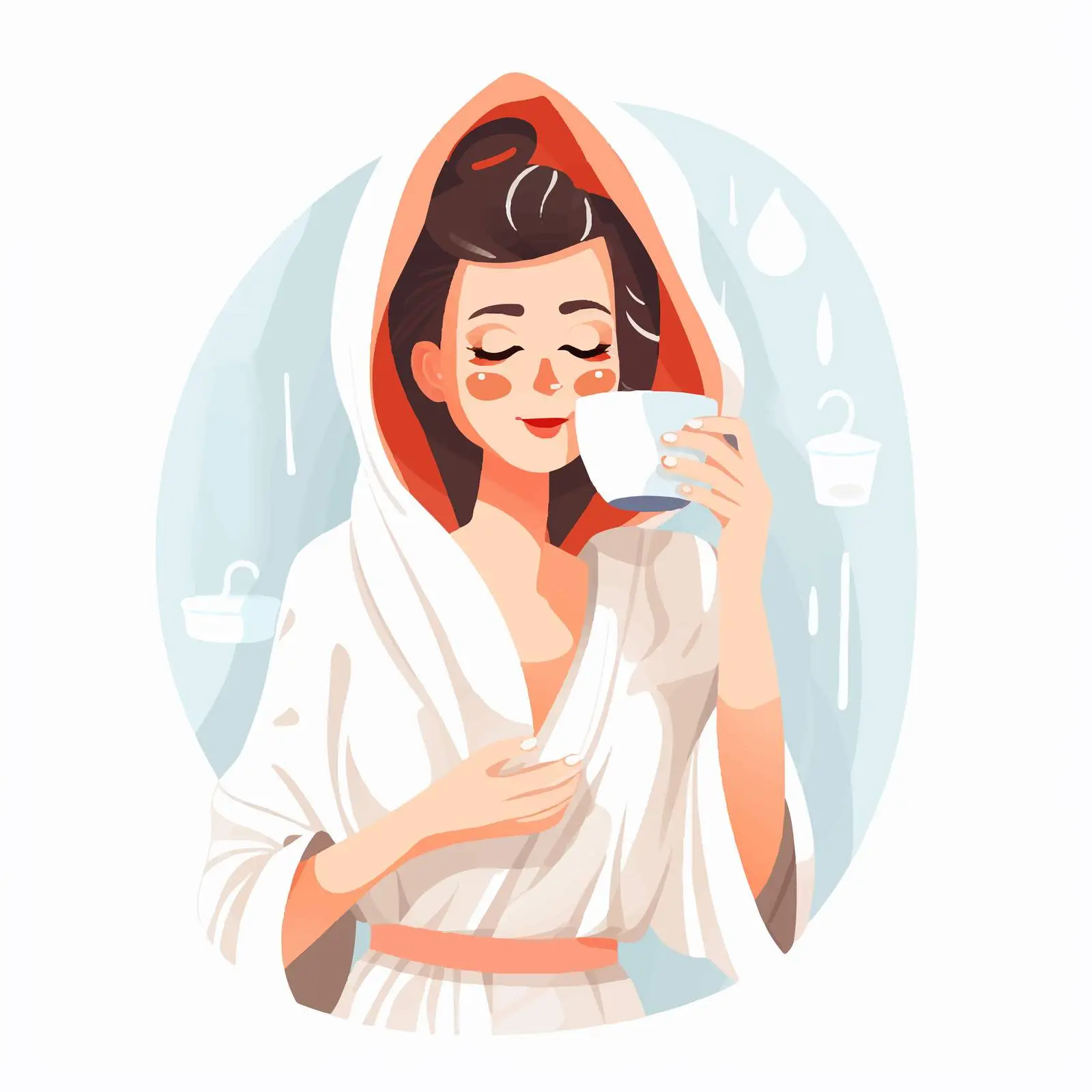 Morning Coffee in Bathrobe with Towel — free download from Dotvec