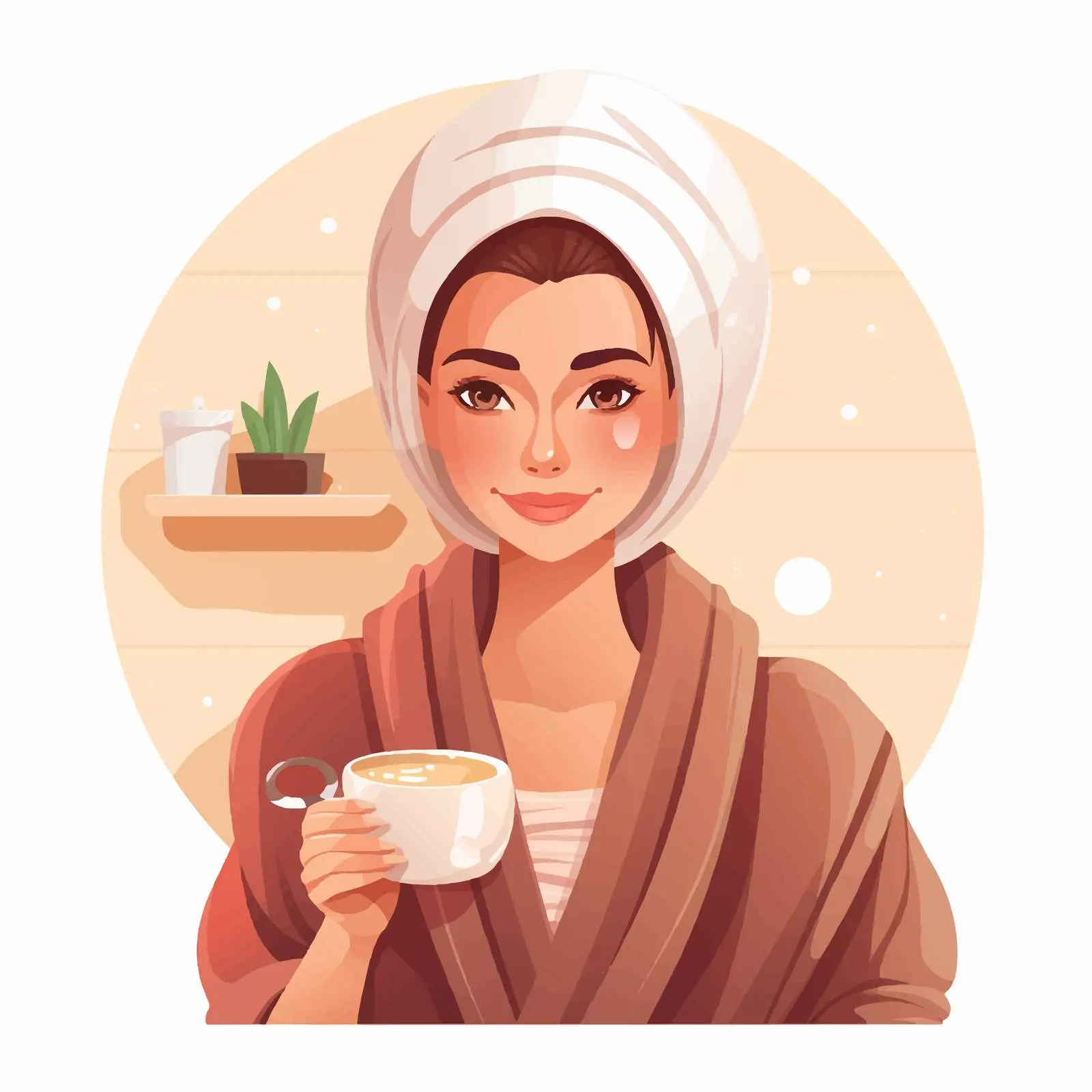 Woman in Bathrobe Enjoying Coffee in Morning — free download from Dotvec