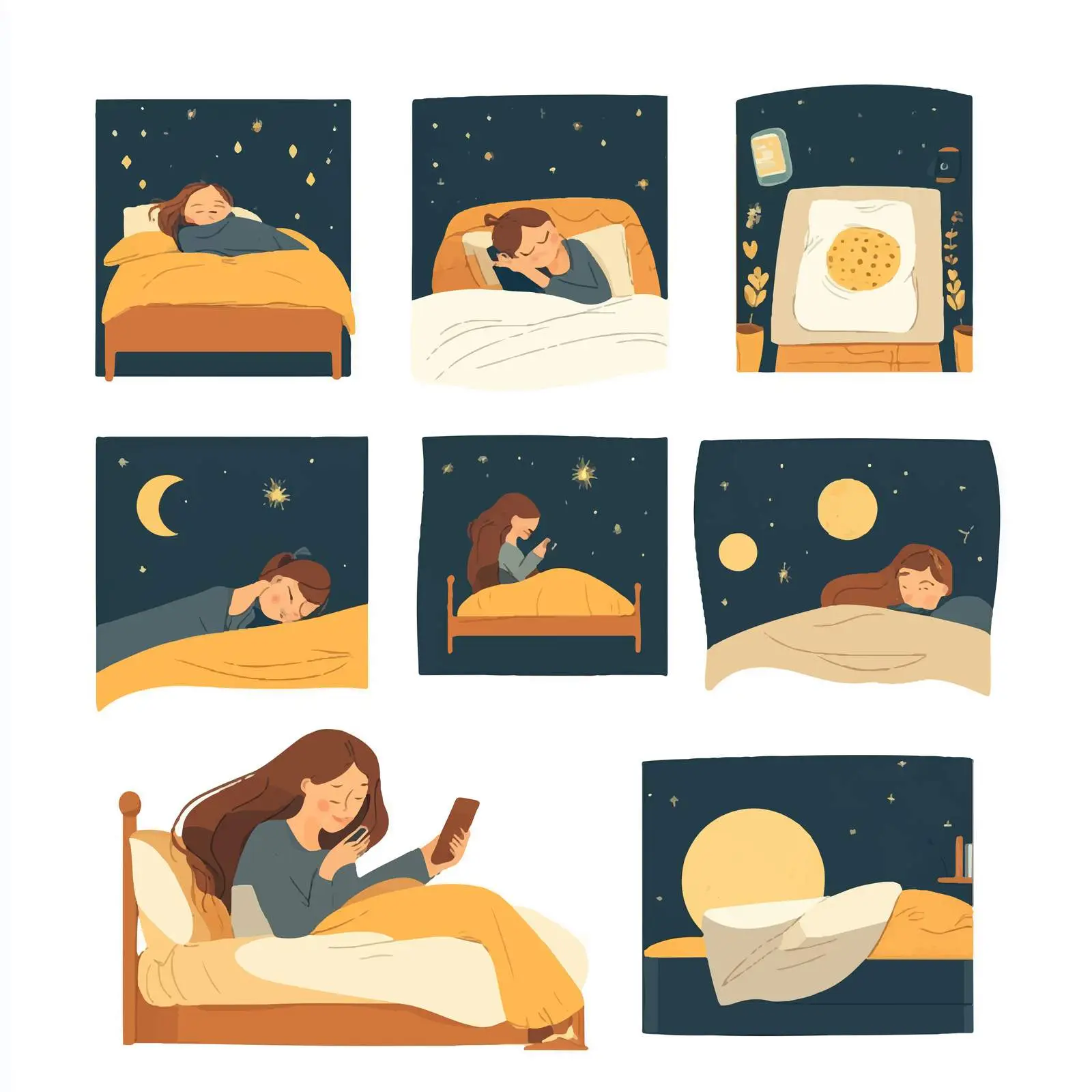 Woman in Bed Using Phone While Asleep – free dreamscape image from Dotvec