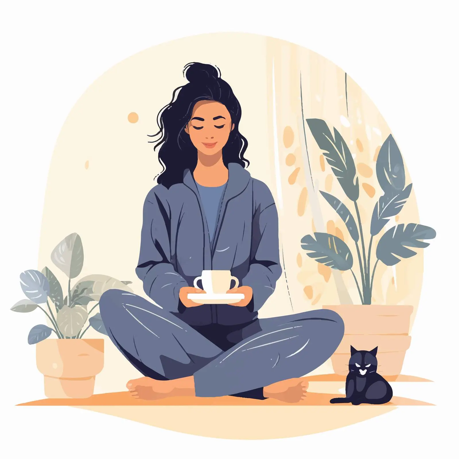 Relaxed Woman in Comfy Home Clothes — free download from Dotvec