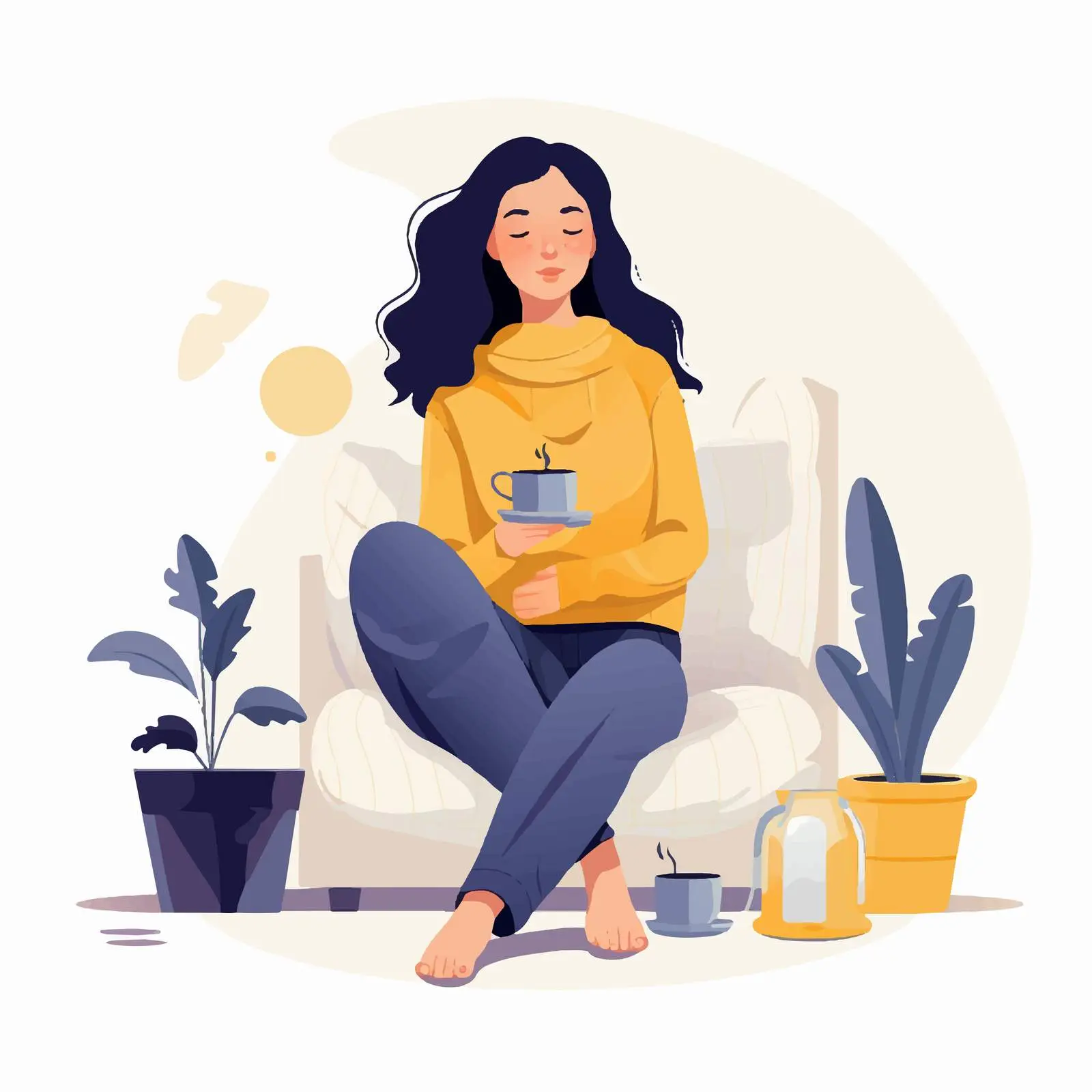 Relaxed Woman in Comfortable Home Clothes — free download from Dotvec