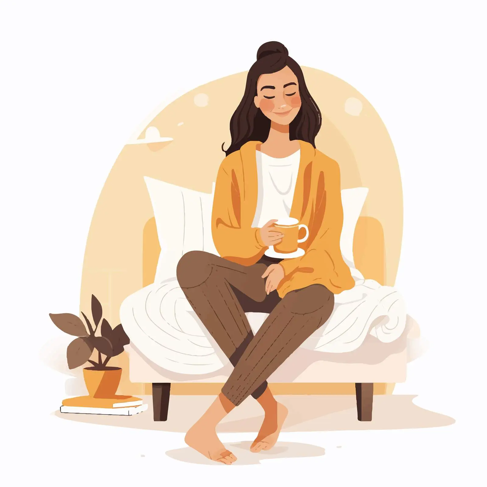Relaxed Woman in Comfy Home Clothing — free download from Dotvec