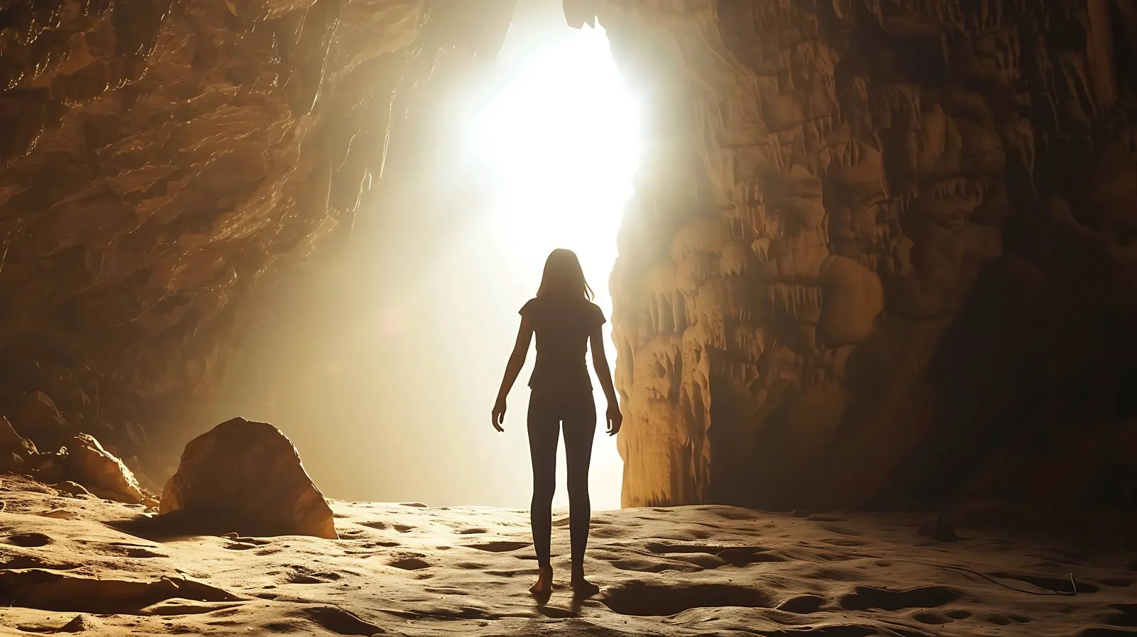 Exploring cave with guiding light sequence — free download from Dotvec