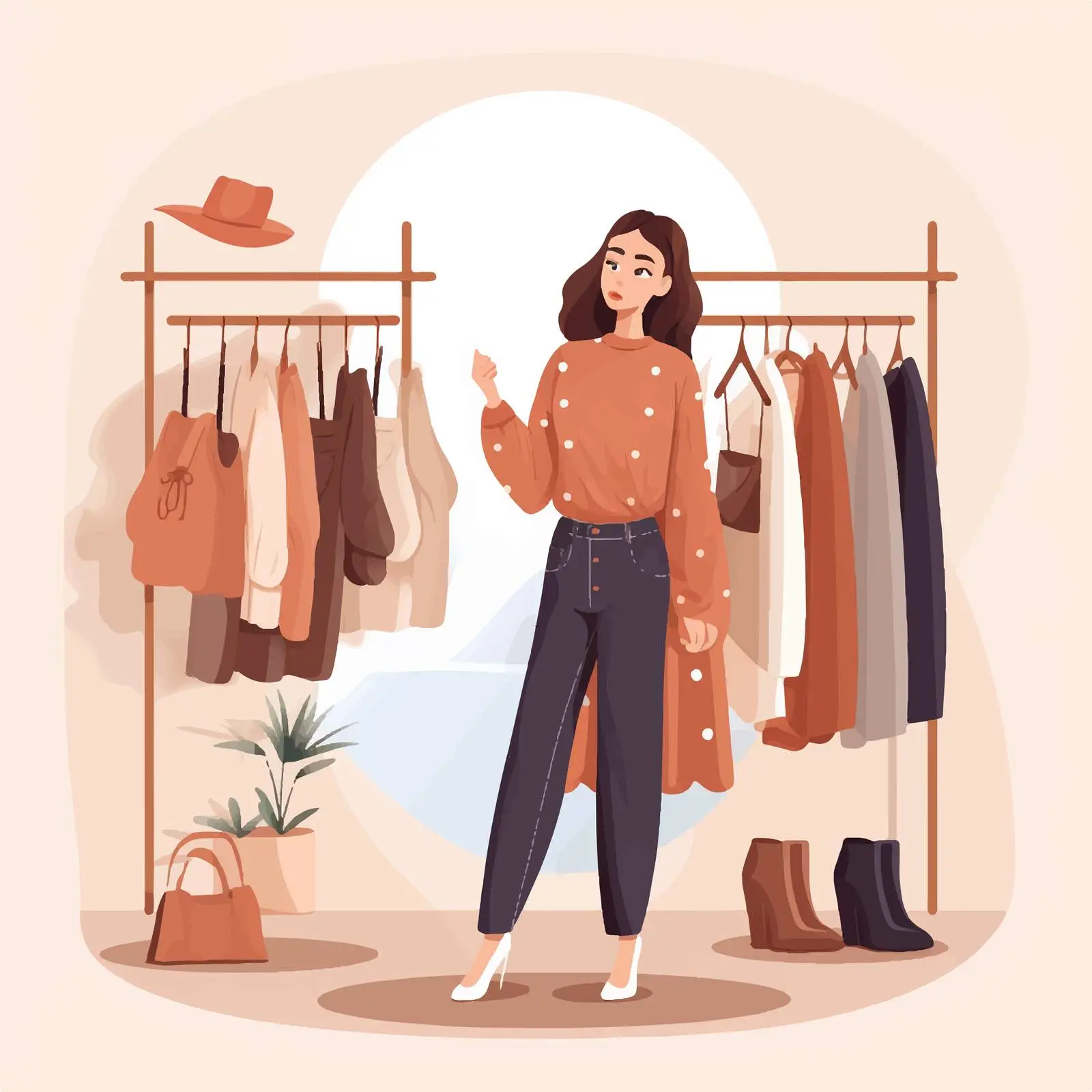 Woman Choosing Outfit in Front of Mirror — free download from Dotvec
