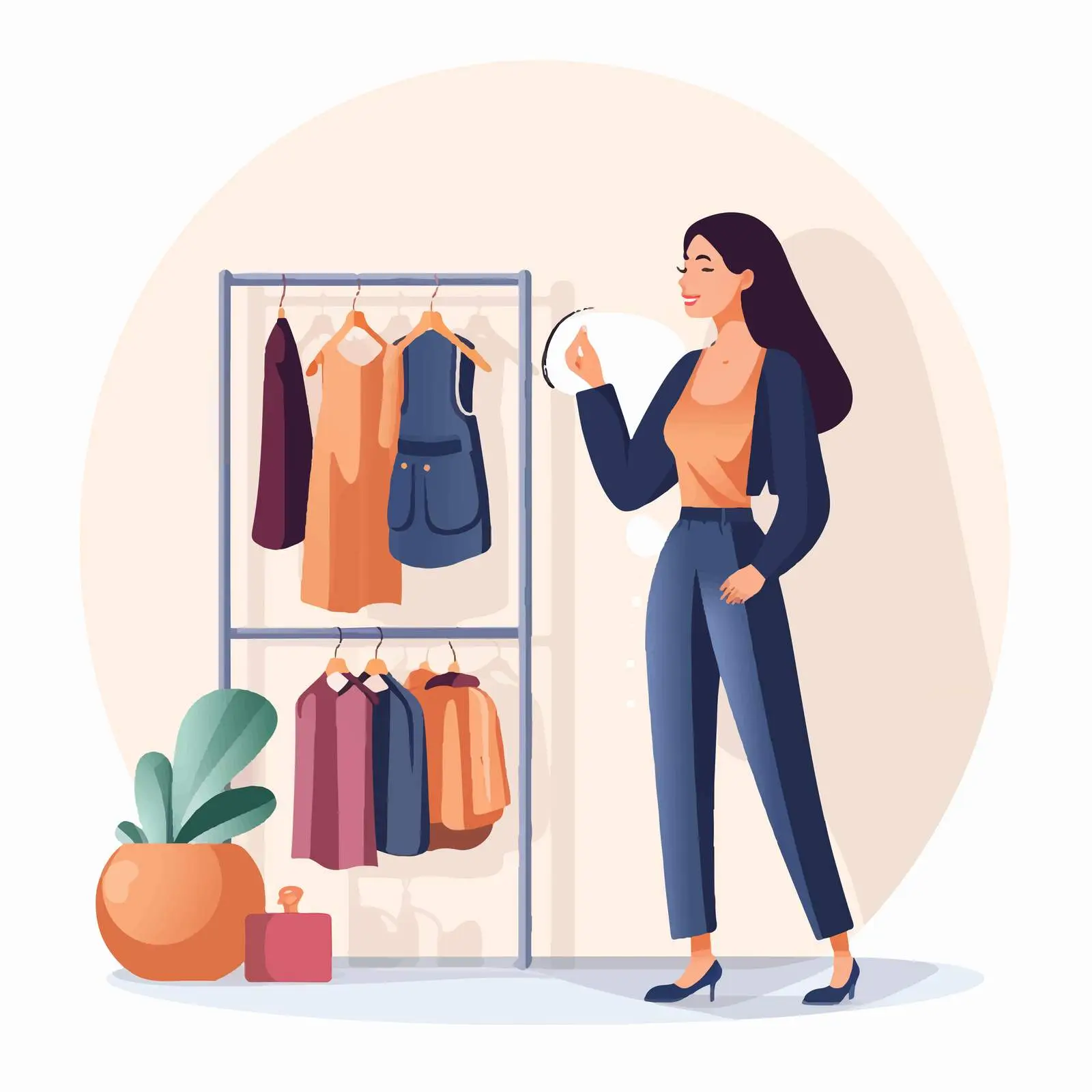 Woman Choosing Outfit in Front of Mirror — free download from Dotvec