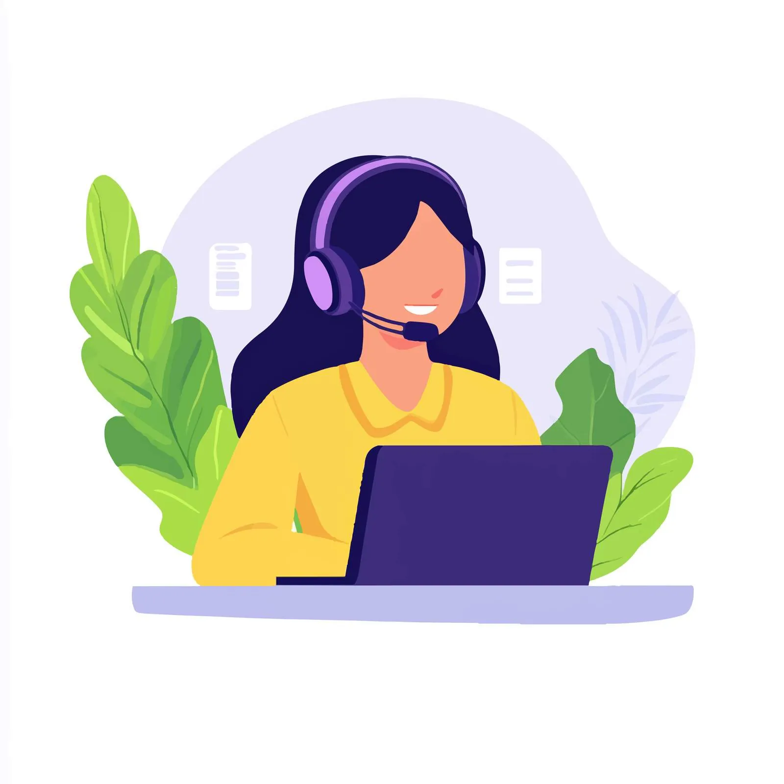 Customer Service Woman in Headset at Call Center — free download from Dotvec