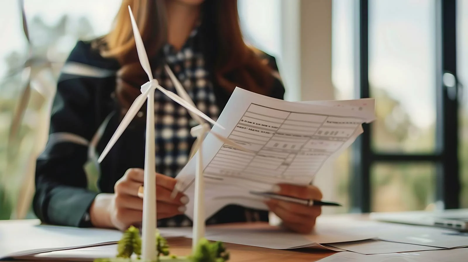 Professional Woman Office Wind Turbine Concept — free download from Dotvec