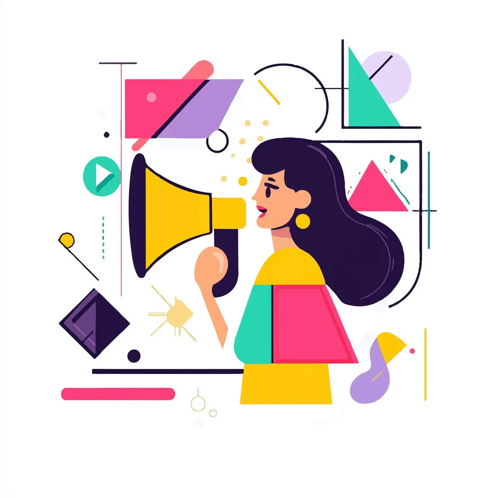 Woman Speaking into Megaphone for Announcement — free download from Dotvec