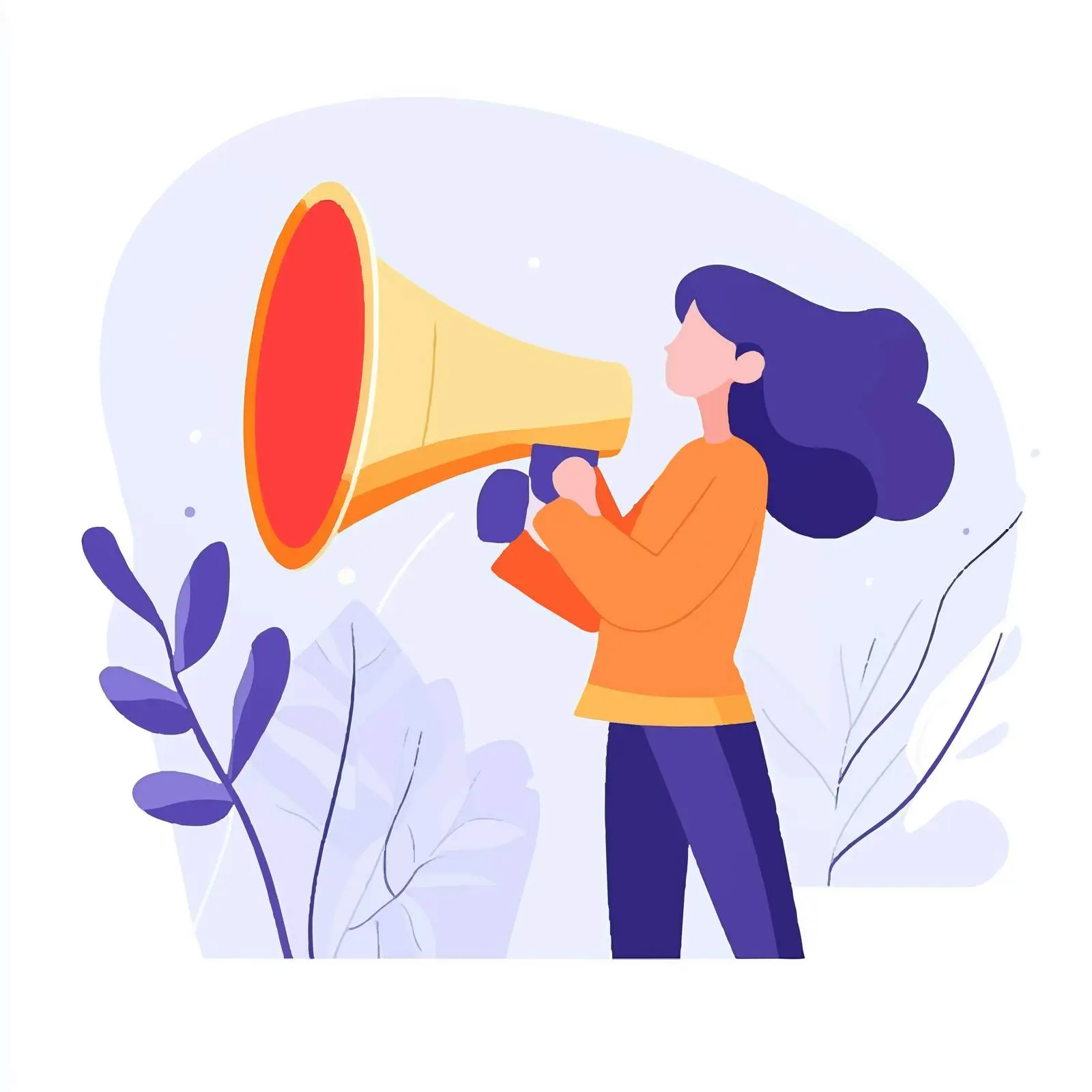 Woman Using Megaphone for Announcement — free download from Dotvec
