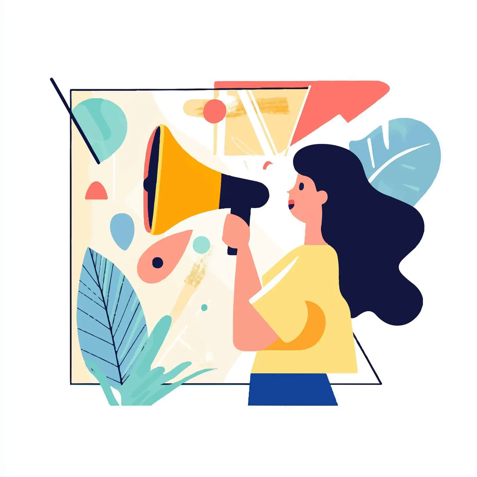 Woman Announcing with Megaphone for Public Alert — free download from Dotvec