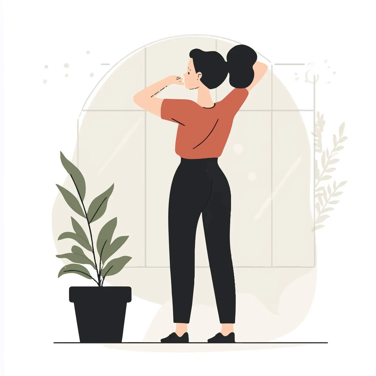 Woman Standing and Gazing into Distance Vector Art — free download from Dotvec