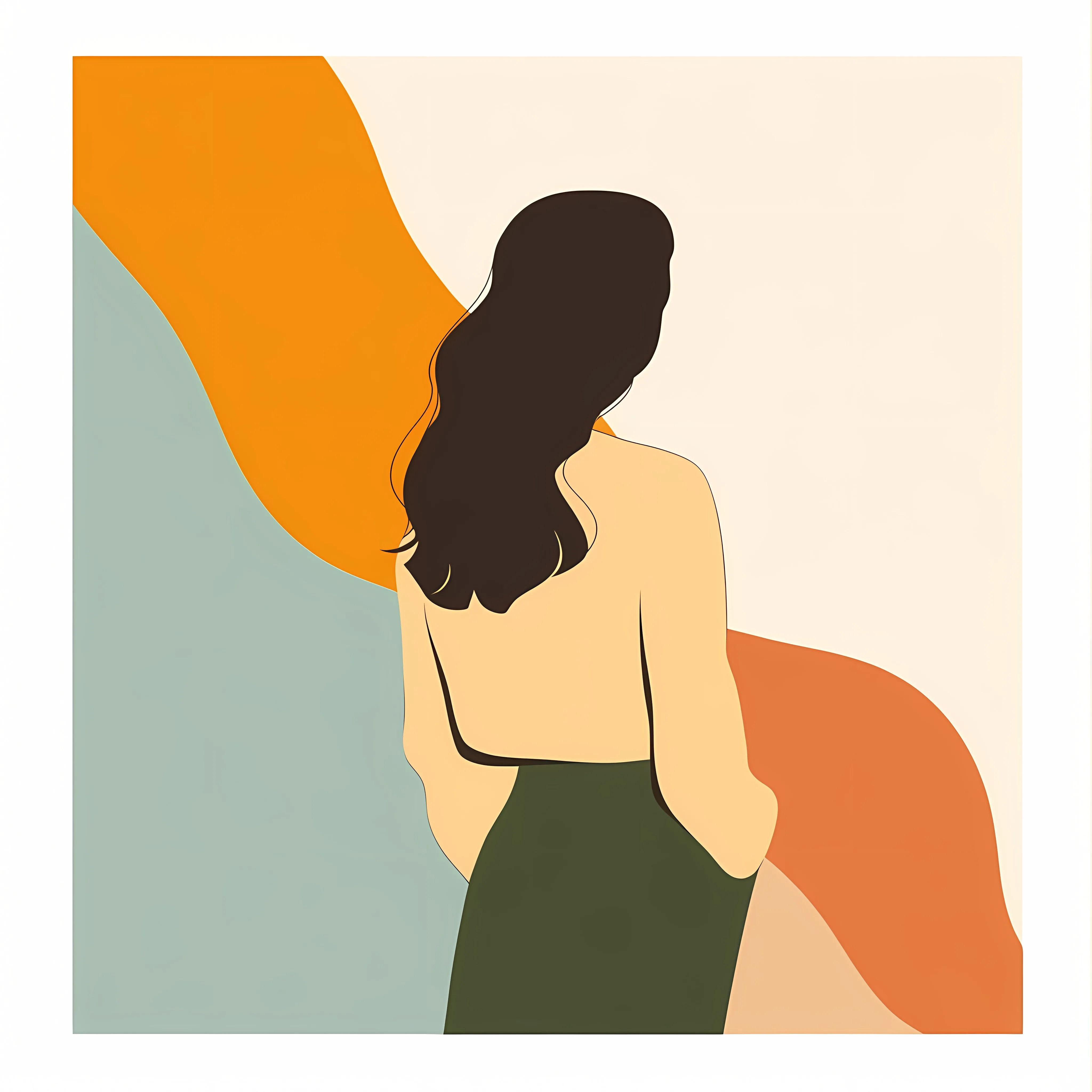 Woman Standing Looking Far Away Vector Illustration — free download from Dotvec