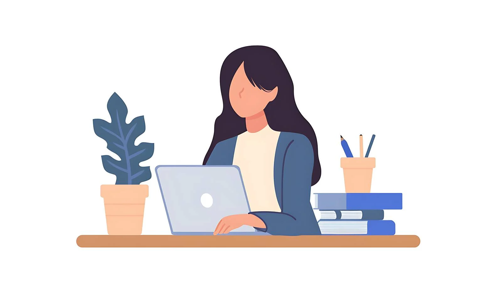 Professional Workspace with Woman and Laptop — free download from Dotvec