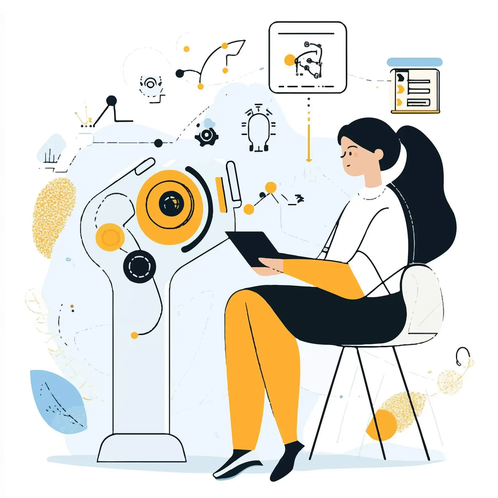 Woman Learning with AI Technology Illustration — free download from Dotvec