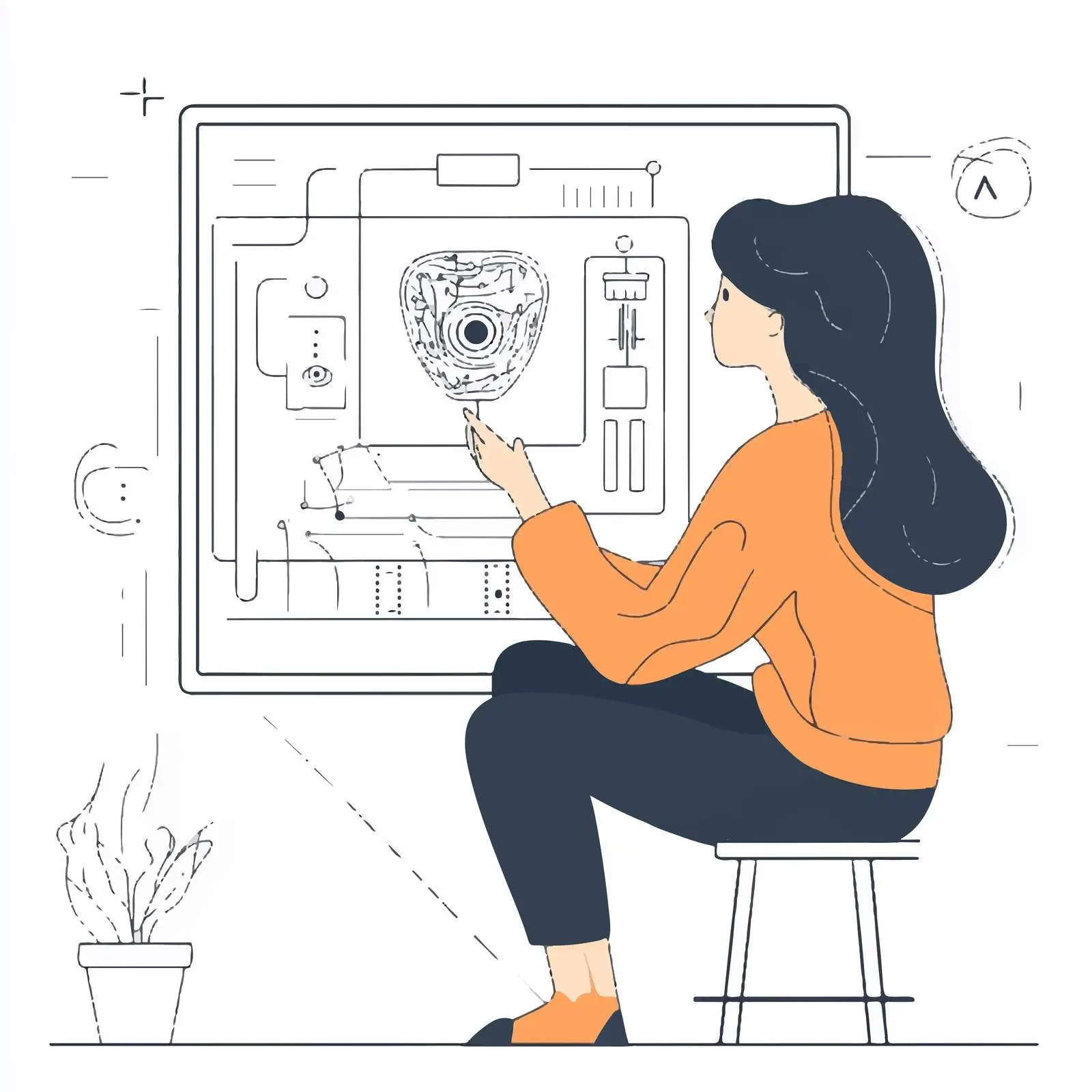 Woman Learning with AI Technology Illustration — free download from Dotvec