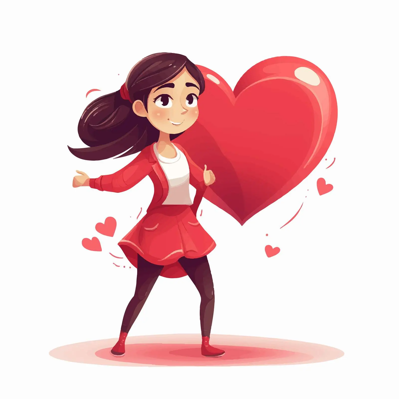 Woman Lifting Heart Cartoon Vector Illustration — free download from Dotvec
