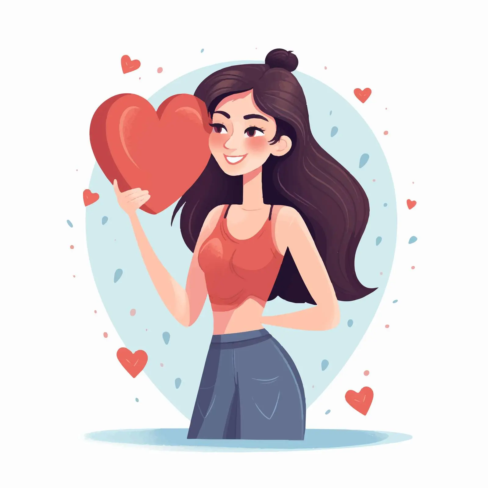 Woman Lifting Heart Love Cartoon Vector Illustration — free download from Dotvec