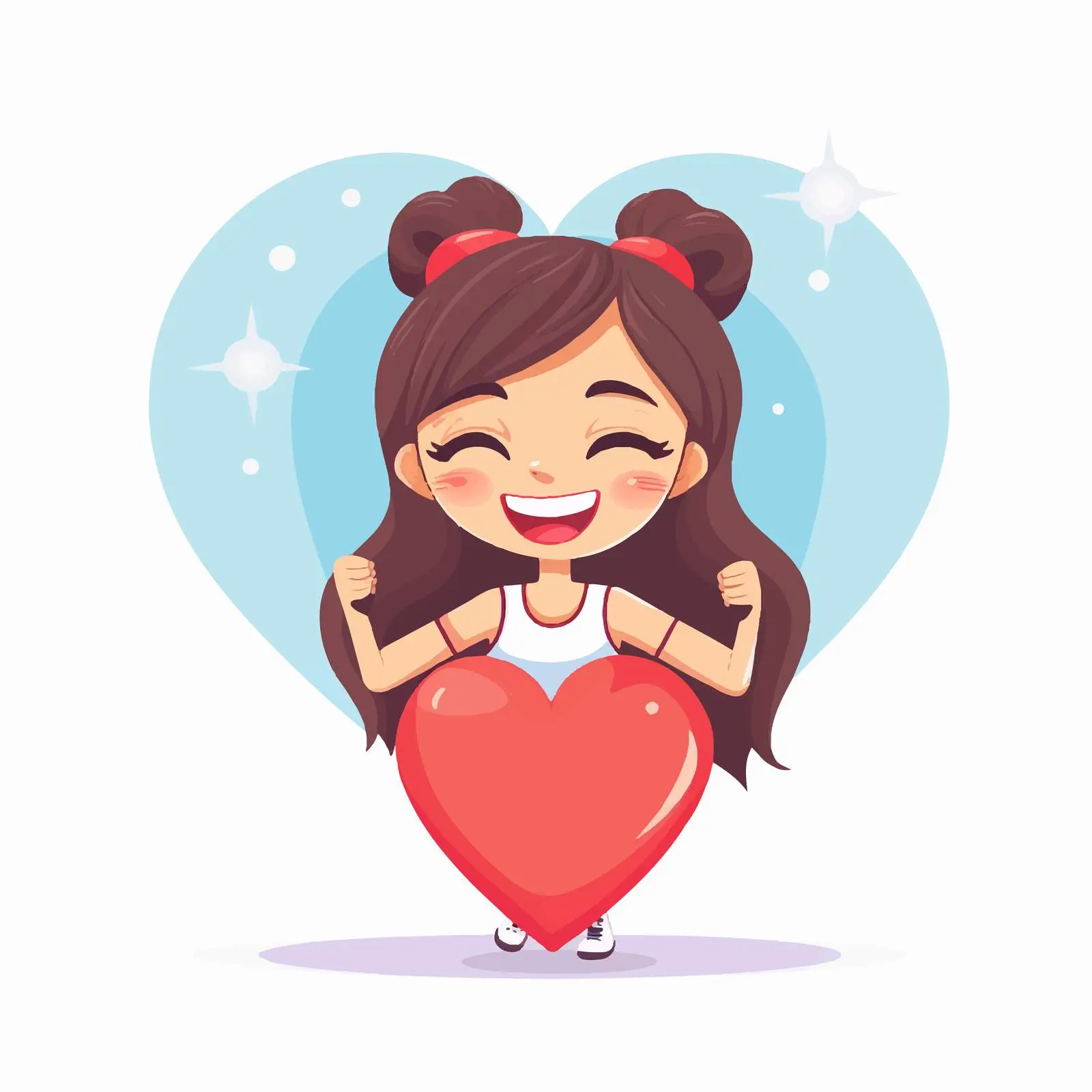 Cartoon Woman Lifting Heart Vector Illustration — free download from Dotvec