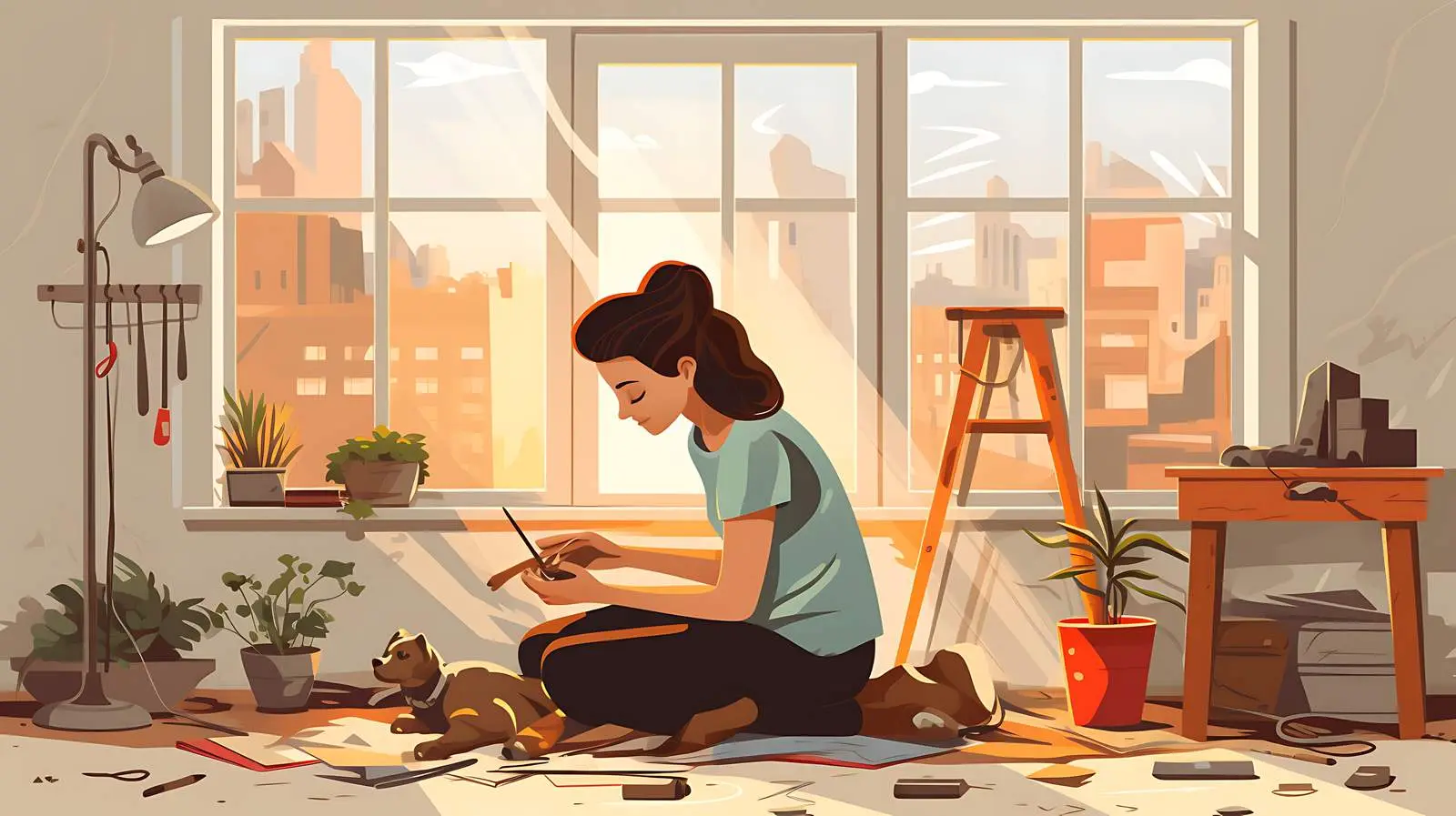 Home Repair Woman Illustration — free download from Dotvec