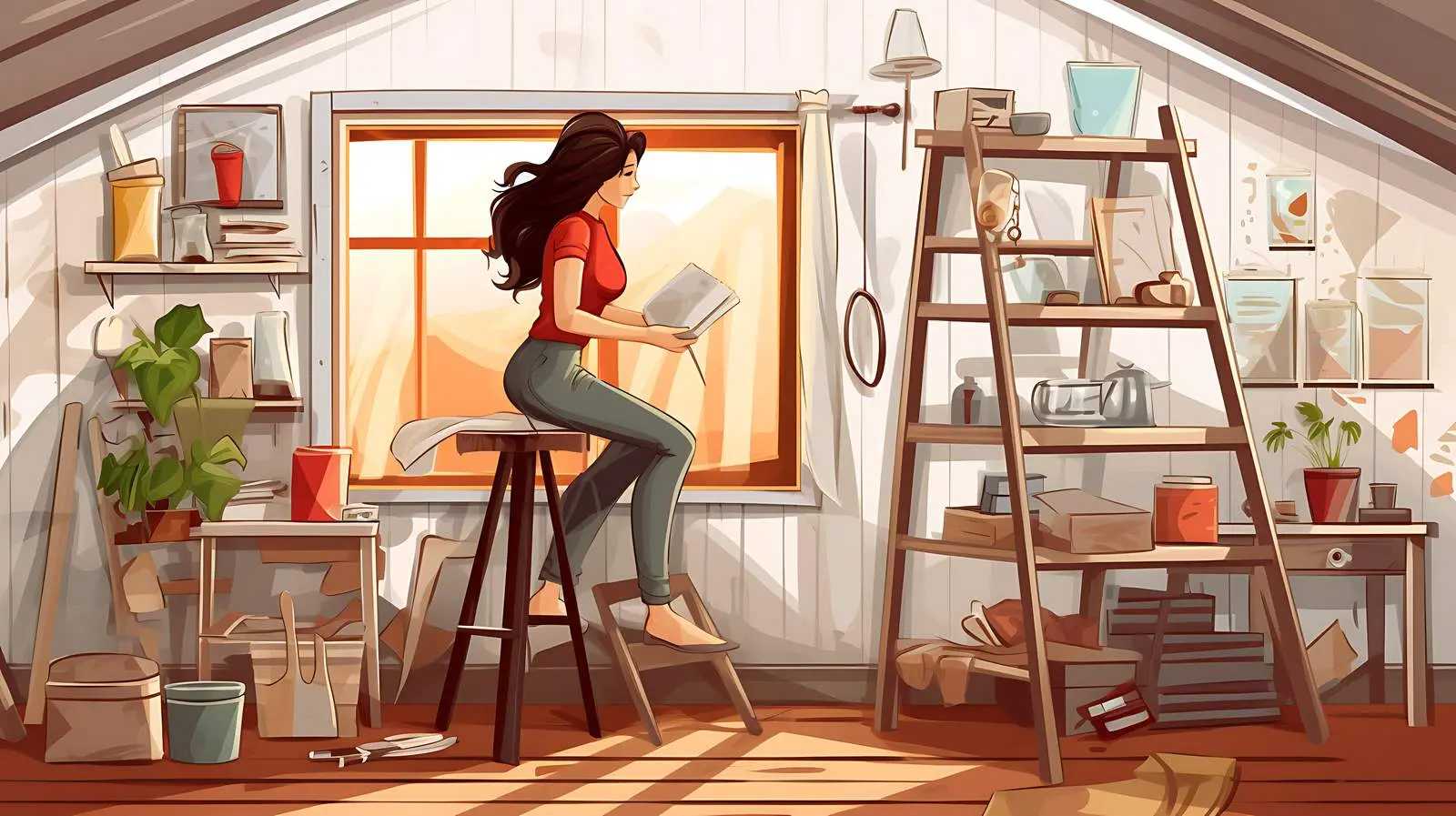 Home Repair: Woman Wallpapering — free download from Dotvec