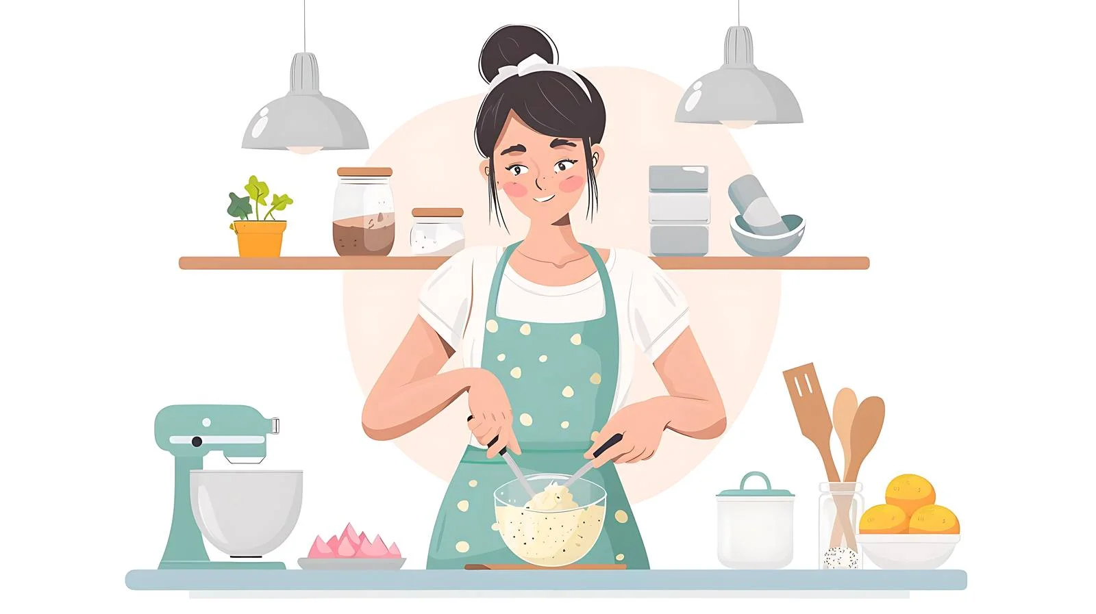 Baking: Woman Mixing Cake Batter — free download from Dotvec