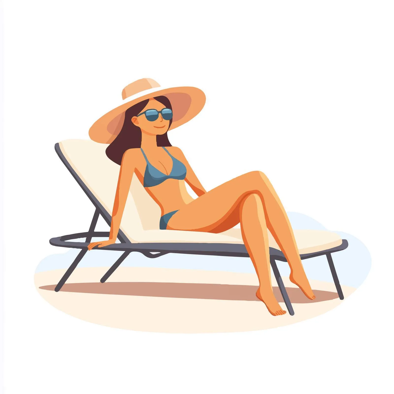 Woman Relaxing on Beach Chaise Lounger — free download from Dotvec