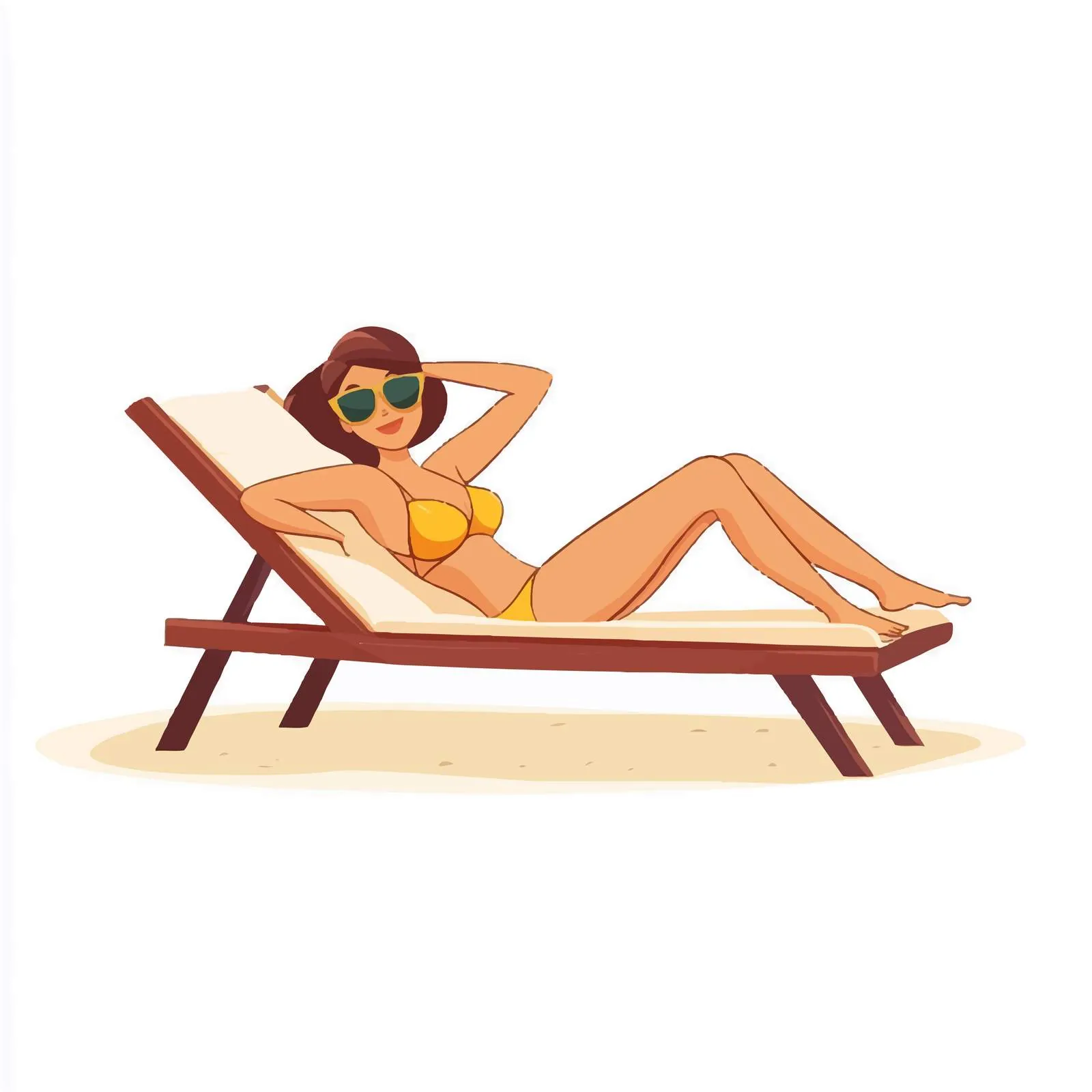 Woman Sunbathing on Chaise Lounger at Beach – free chaise image from Dotvec