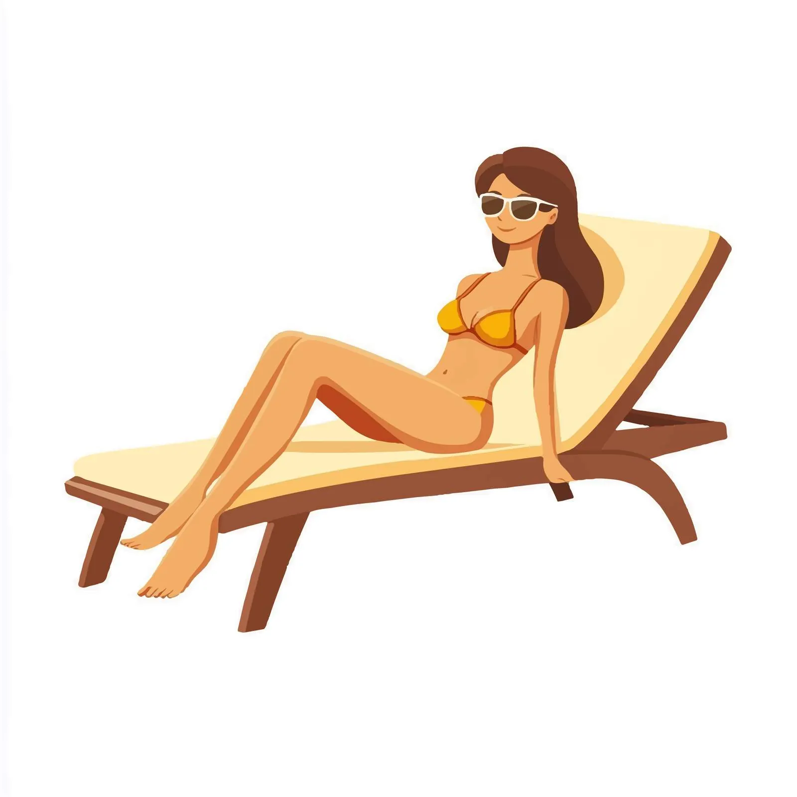 Woman Sunbathing on Chaise Lounger at Beach — free download from Dotvec