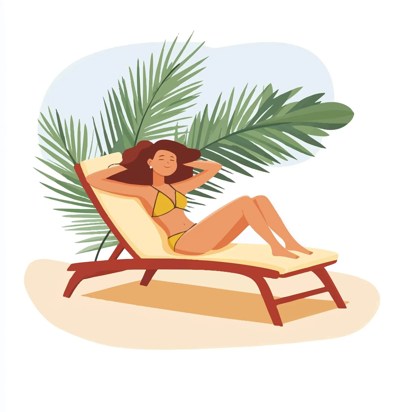 Woman Sunbathing on Chaise Lounger at Beach — free download from Dotvec