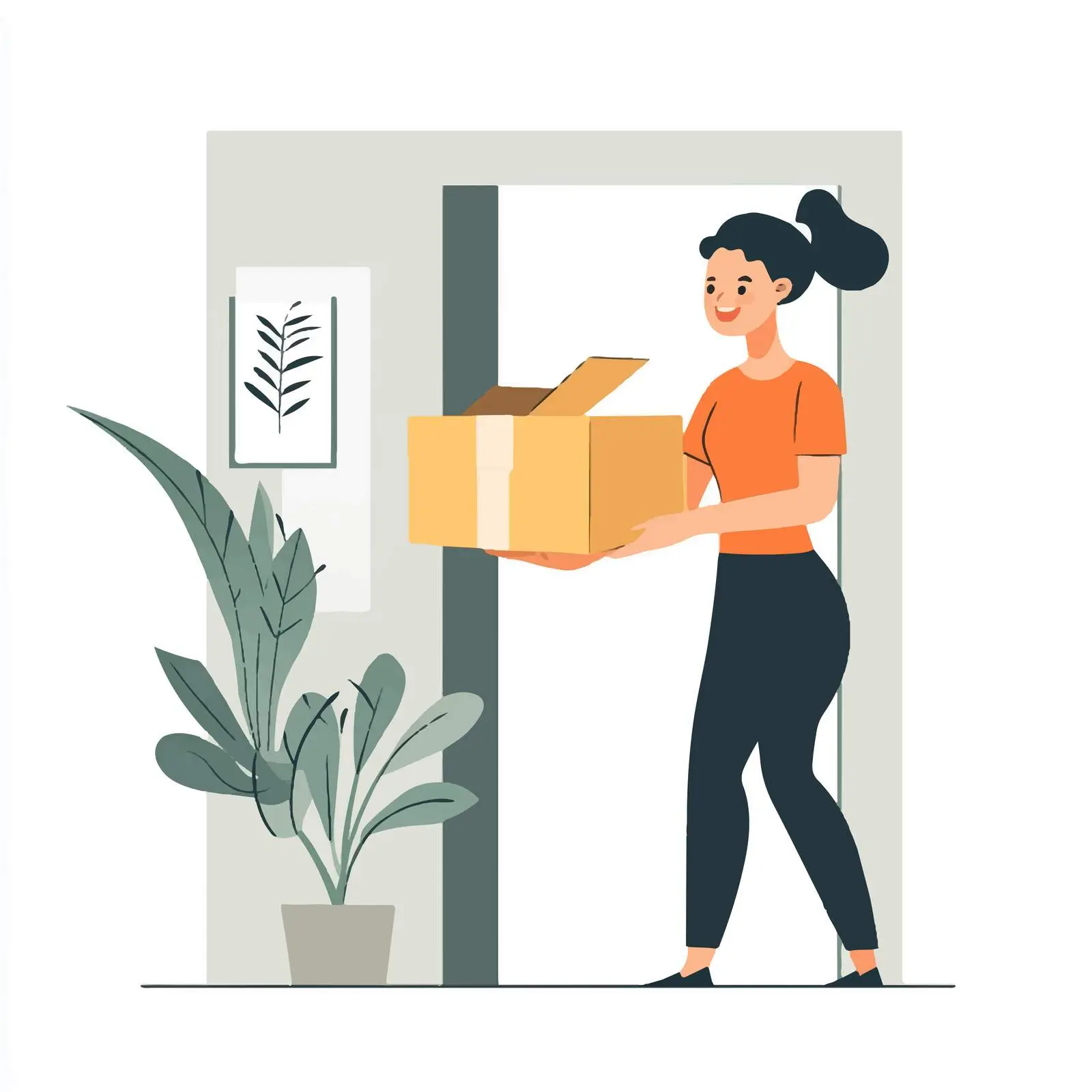 Happy Woman Unboxing Parcel at Home — free download from Dotvec