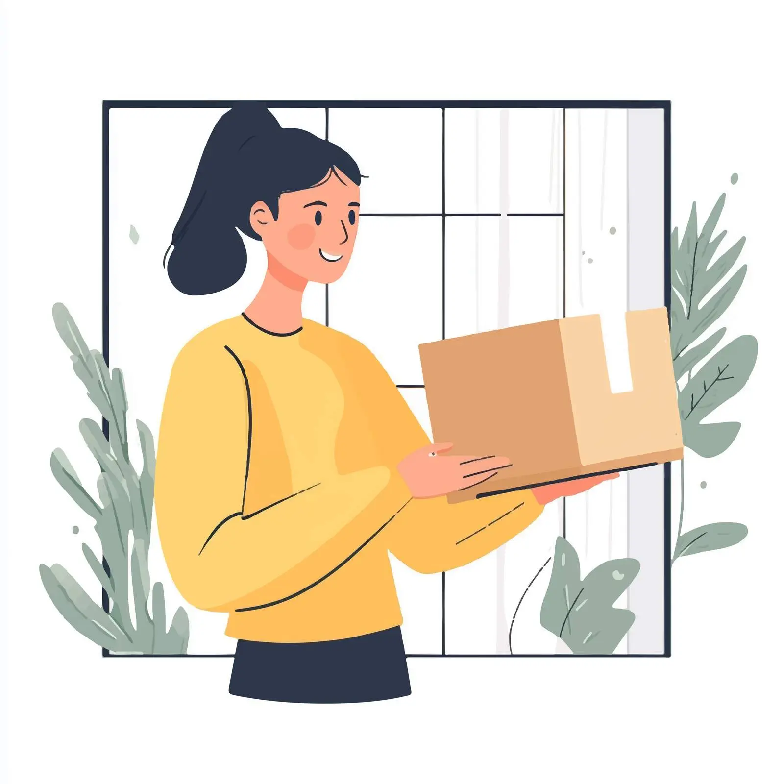 Happy Customer Opening Parcel at Home — free download from Dotvec