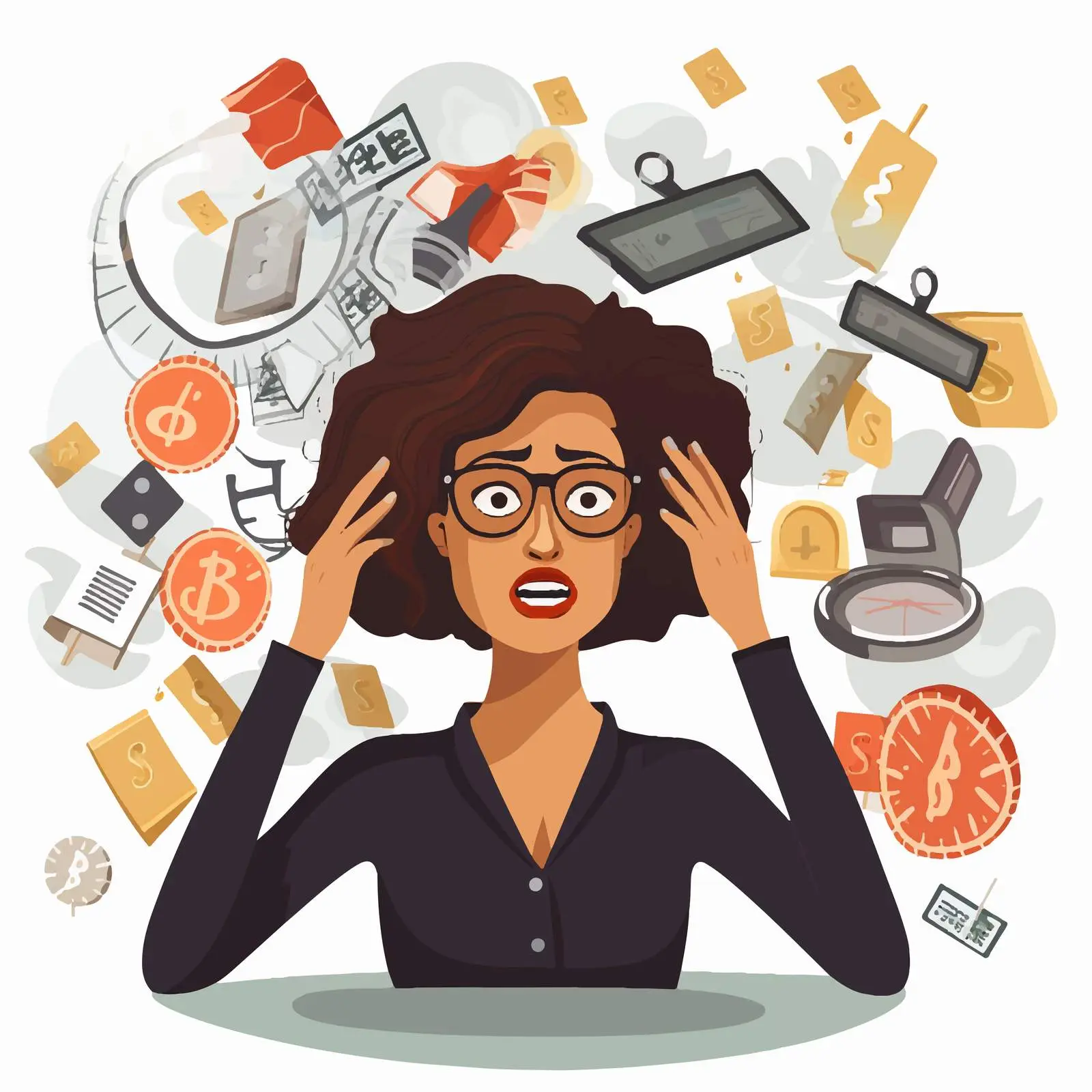 Woman Overwhelmed by Financial Concerns Vector Illustration – free expense image from Dotvec