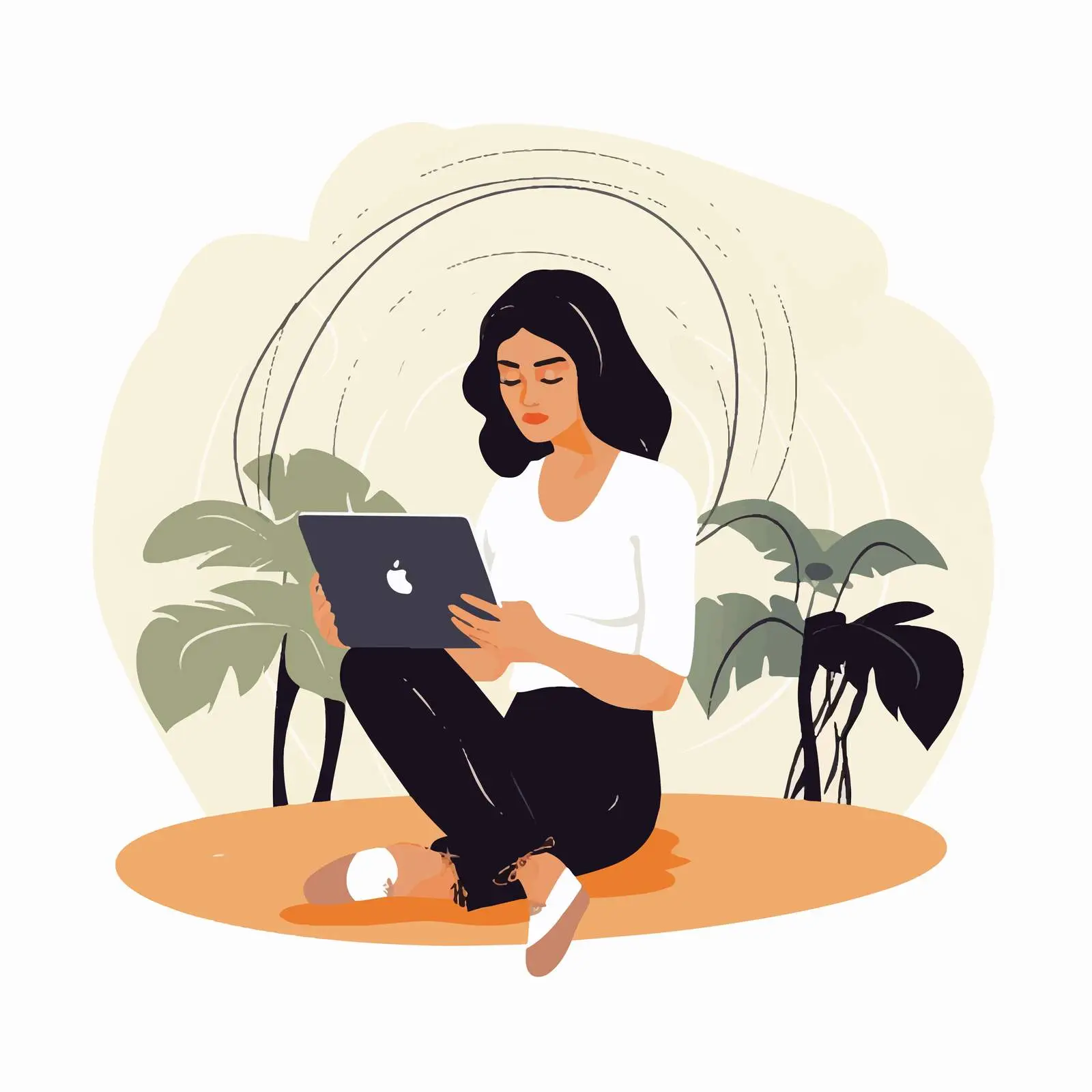 Woman Using Laptop with WiFi Connection Vector — free download from Dotvec