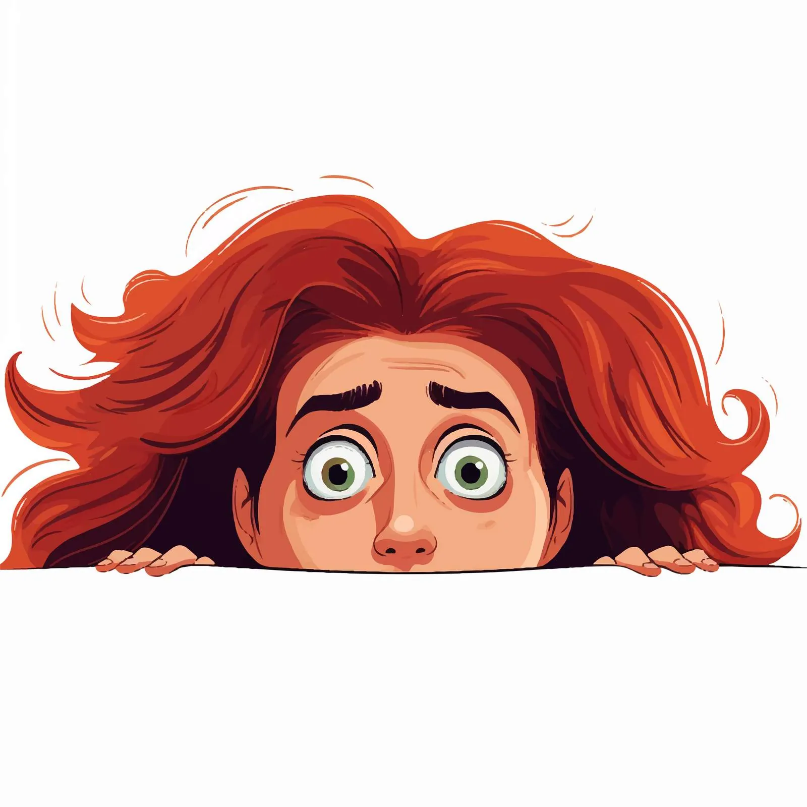 Funny Woman Peeking from Behind with Hair Up — free download from Dotvec