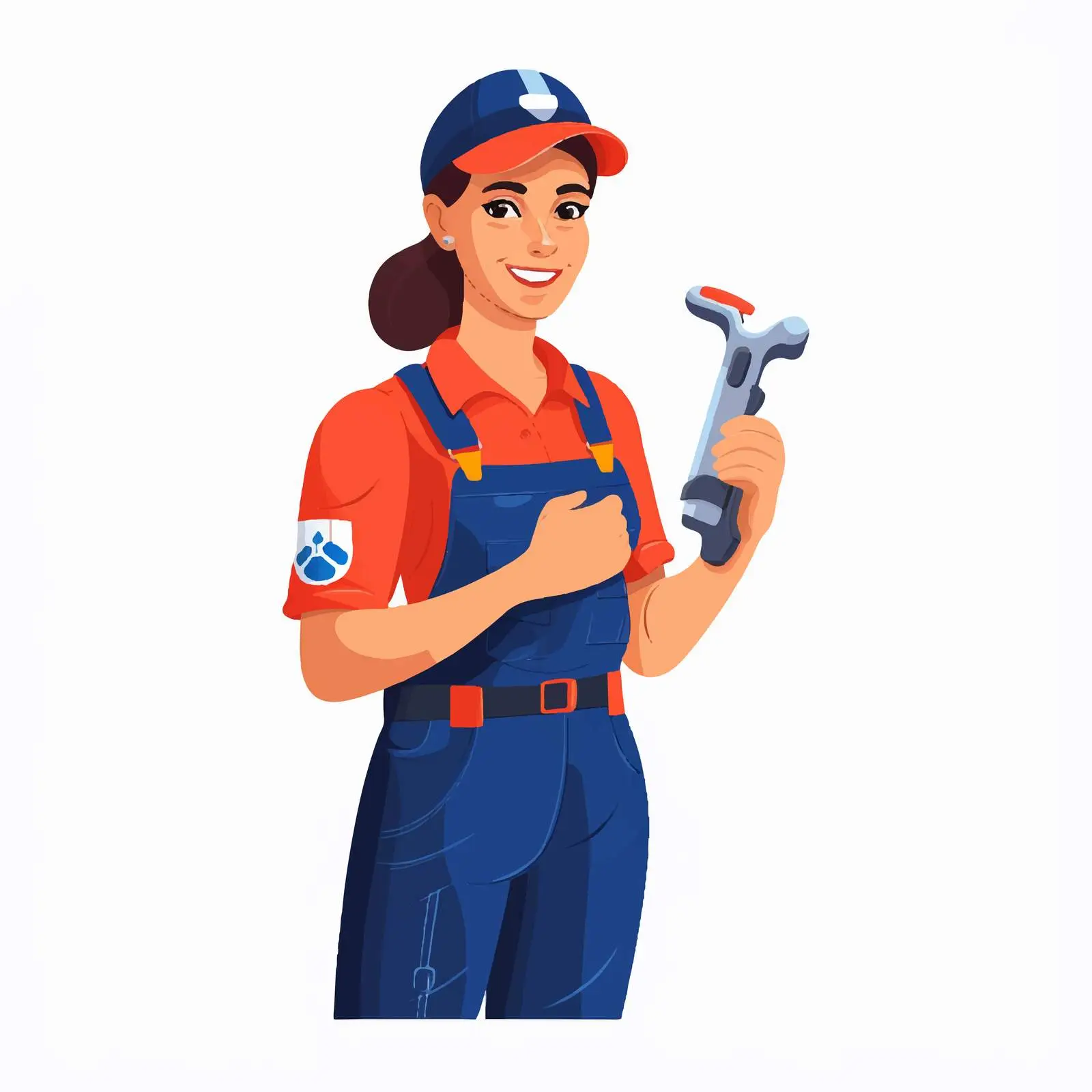 Portrait of Woman Plumber Holding Wrench — free download from Dotvec