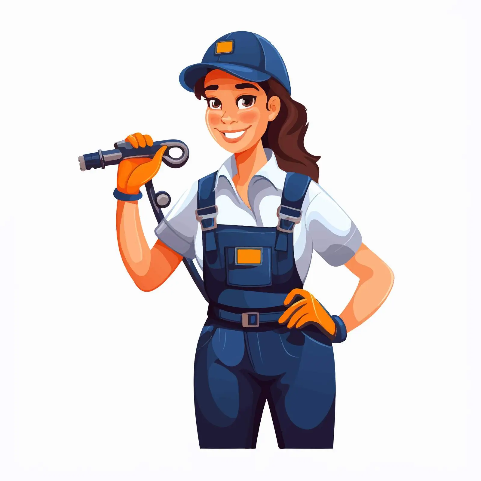 Female Plumber Portrait with Wrench — free download from Dotvec