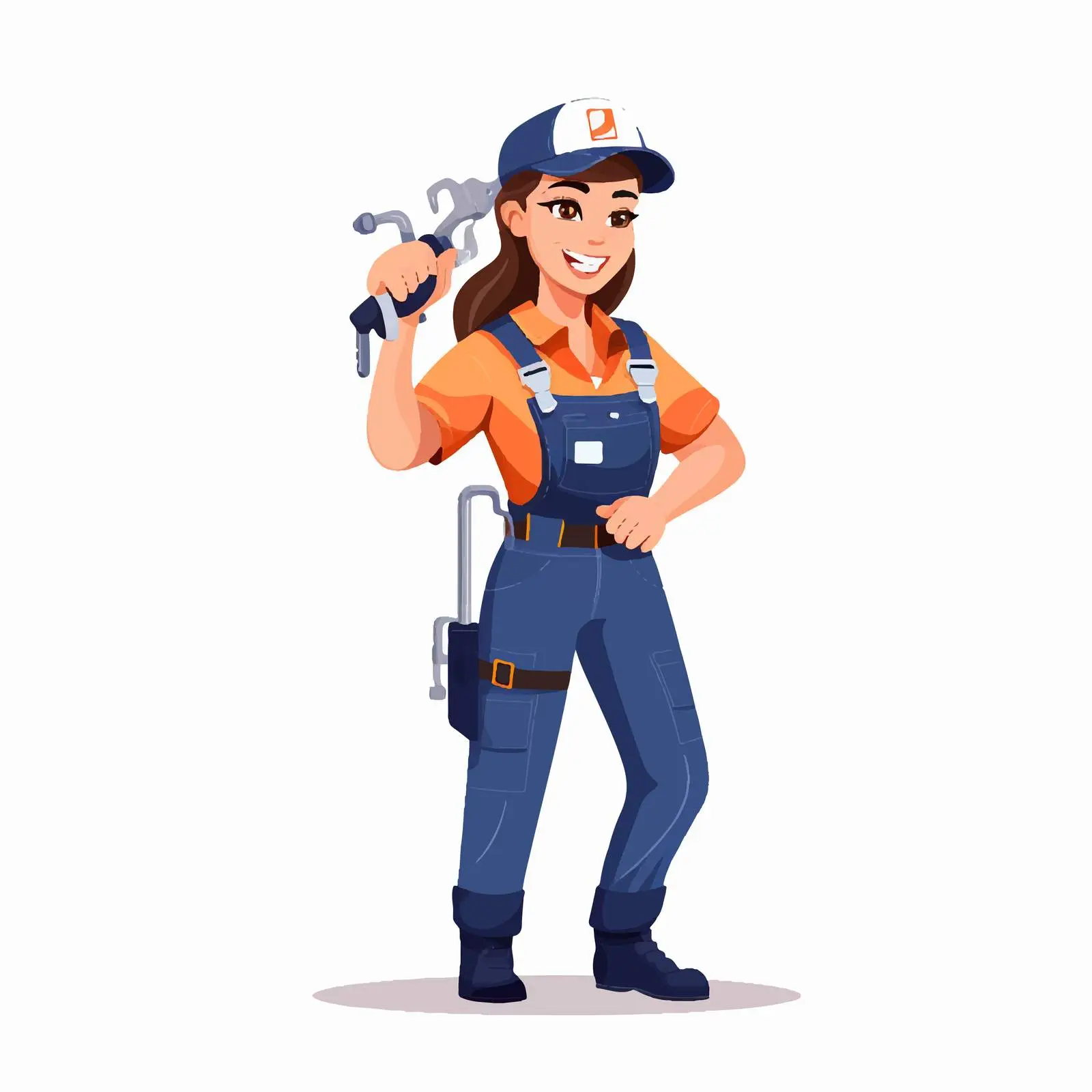 Woman Plumber Holding Wrench Portrait — free download from Dotvec