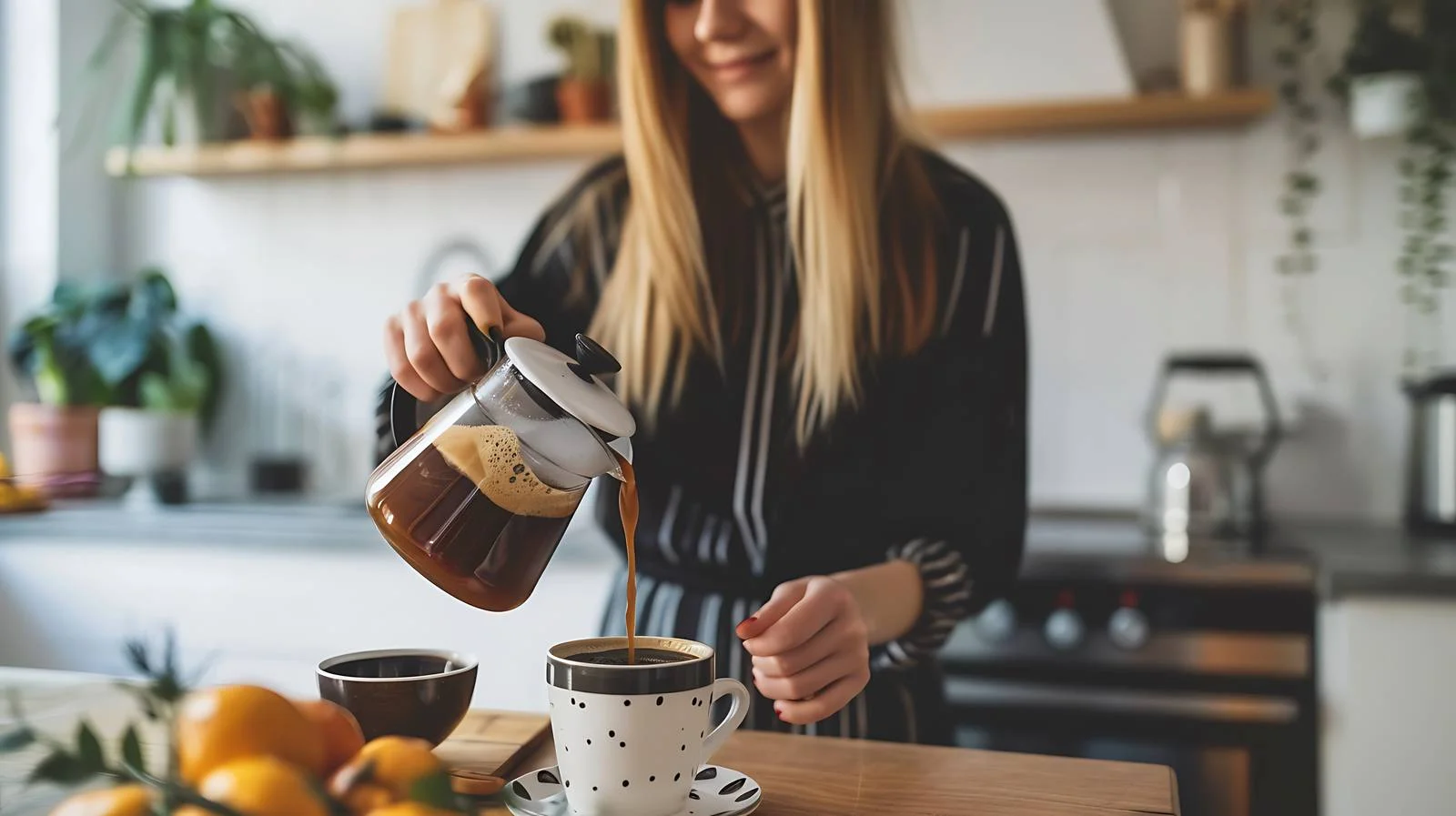 Pouring Coffee Standing Woman Image — free download from Dotvec