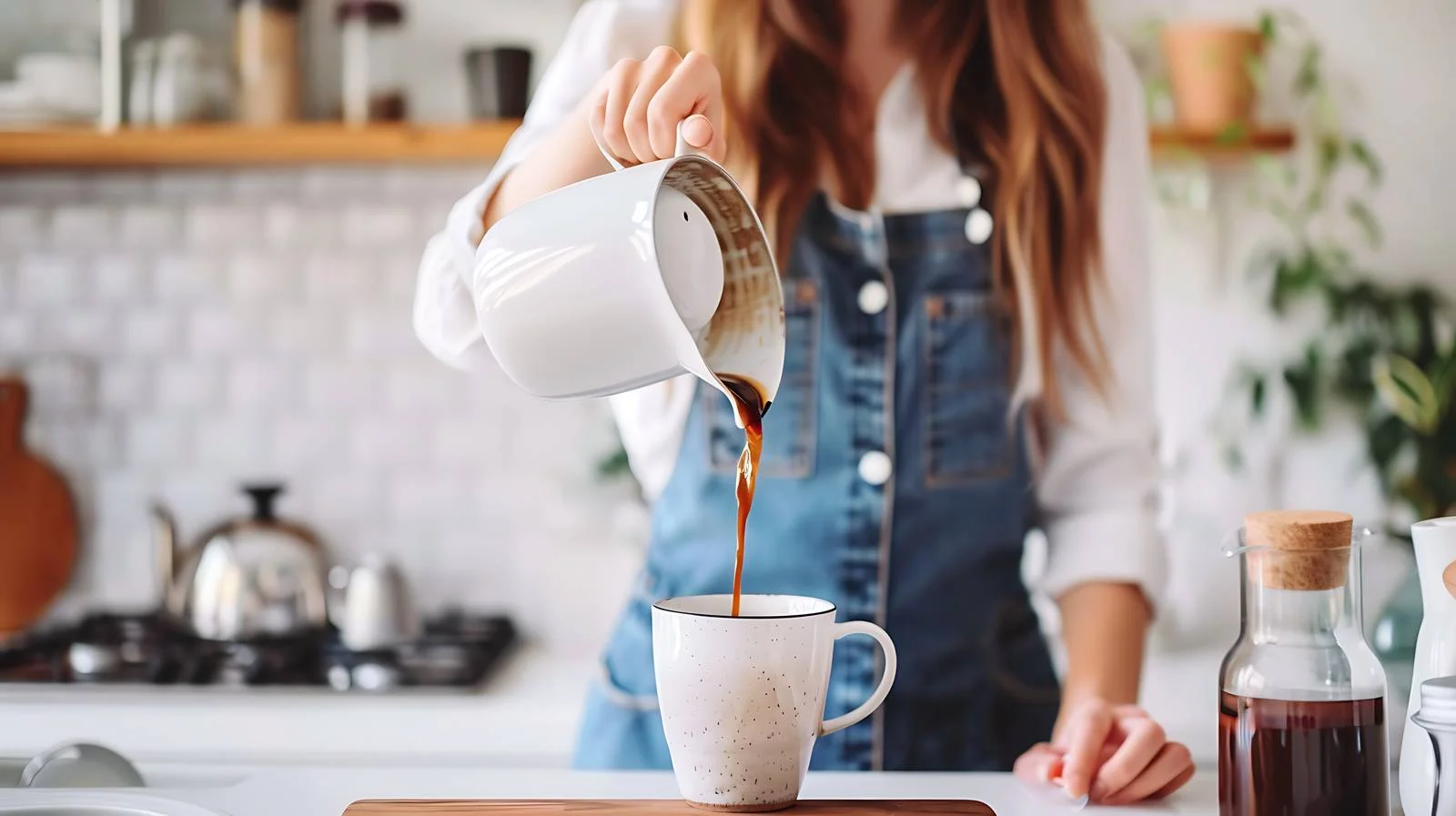 Pouring Coffee Woman Standing — free download from Dotvec