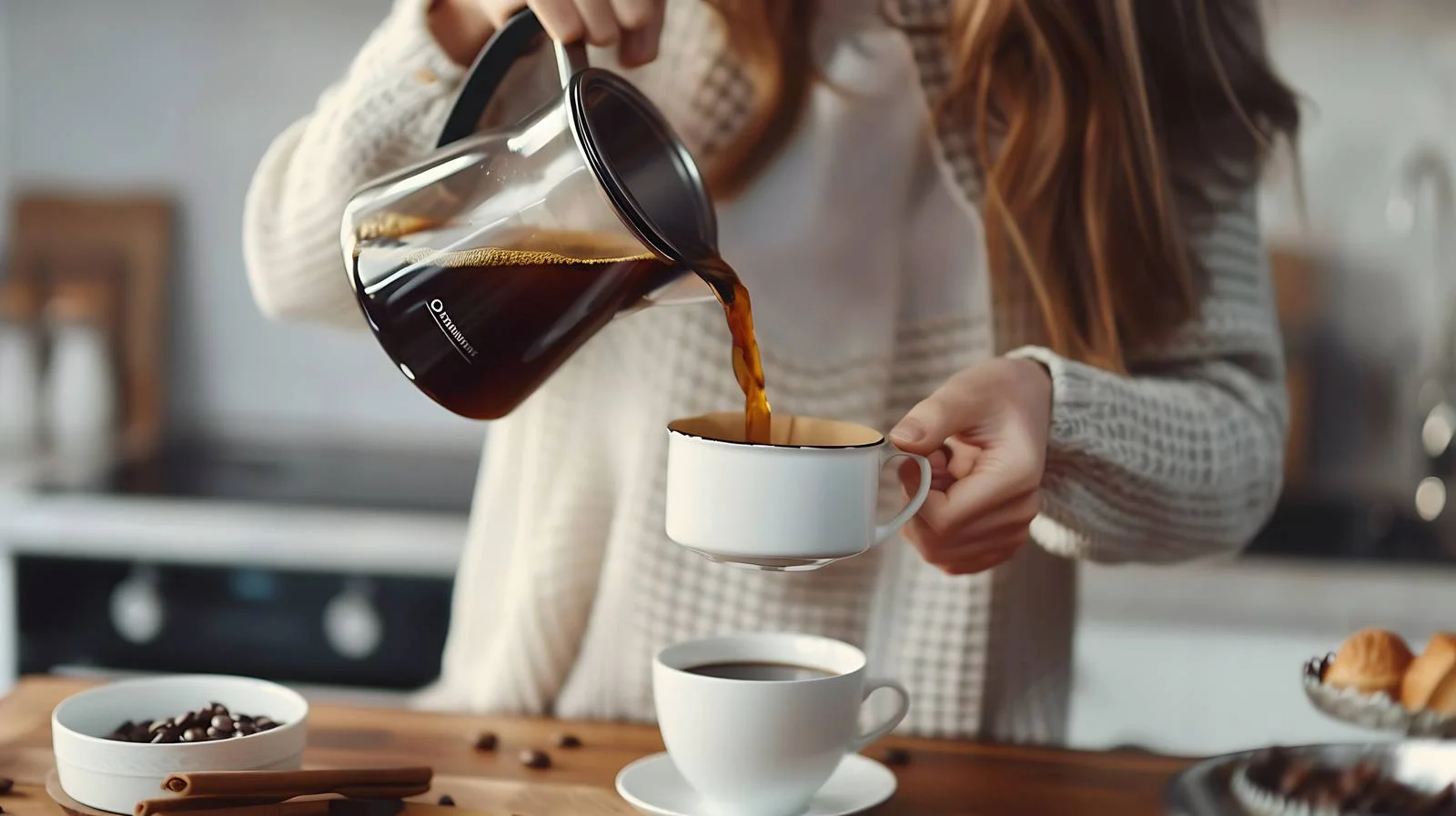 Elegant Woman Pouring Coffee — free download from Dotvec