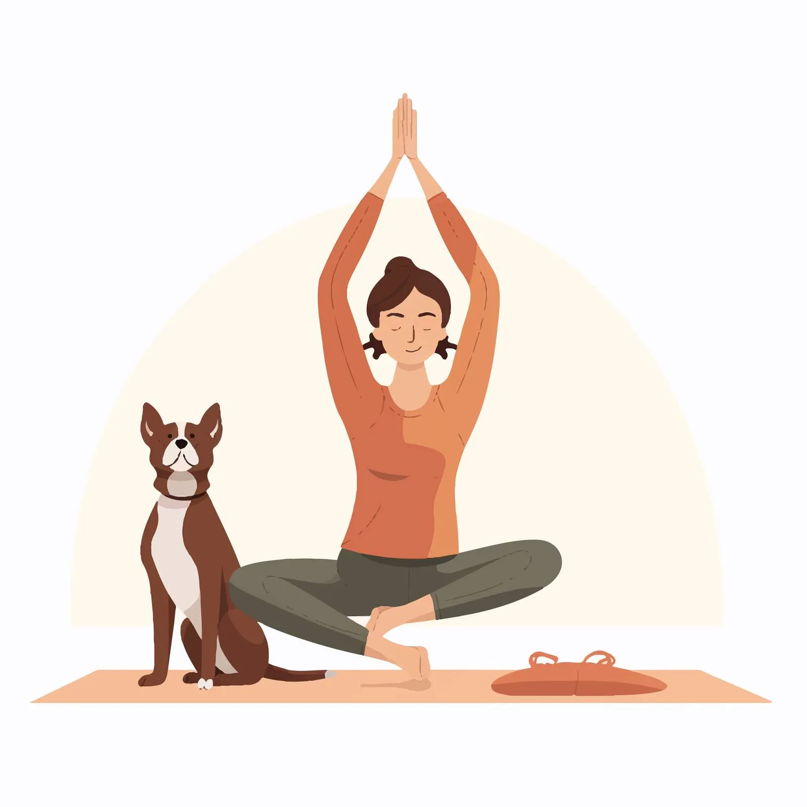 Woman Practicing Yoga with Pet in Downward Dog Pose — free download from Dotvec