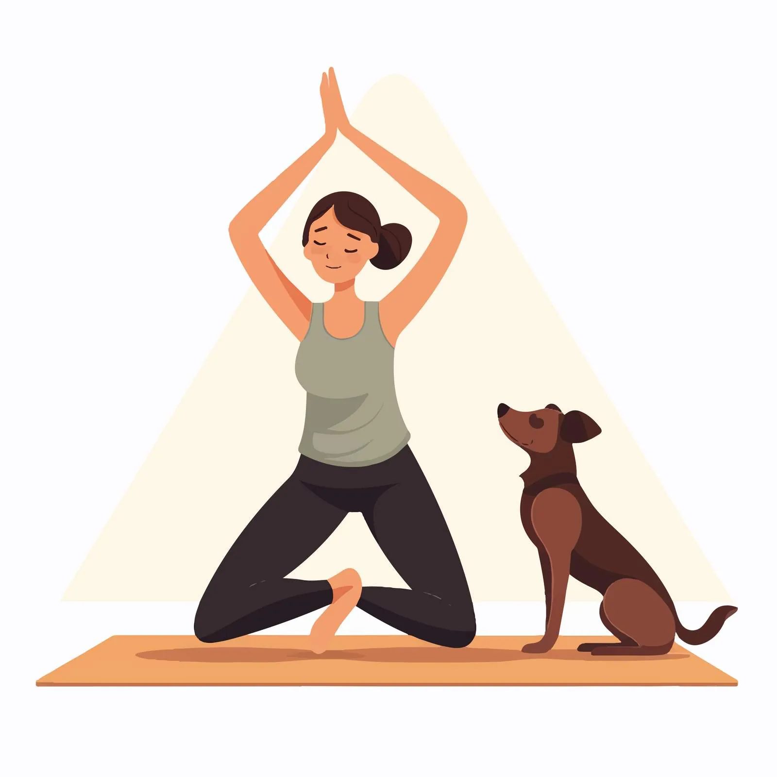 Woman Practicing Downward Dog Yoga Pose with Pet — free download from Dotvec