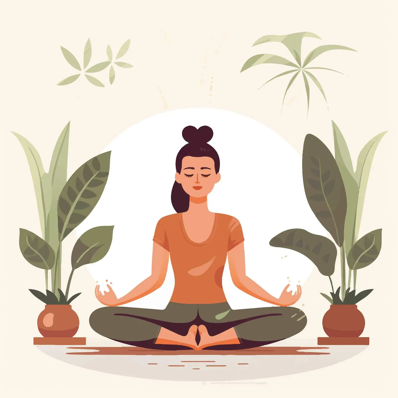 Woman Practicing Yoga on Mat Illustration — free download from Dotvec