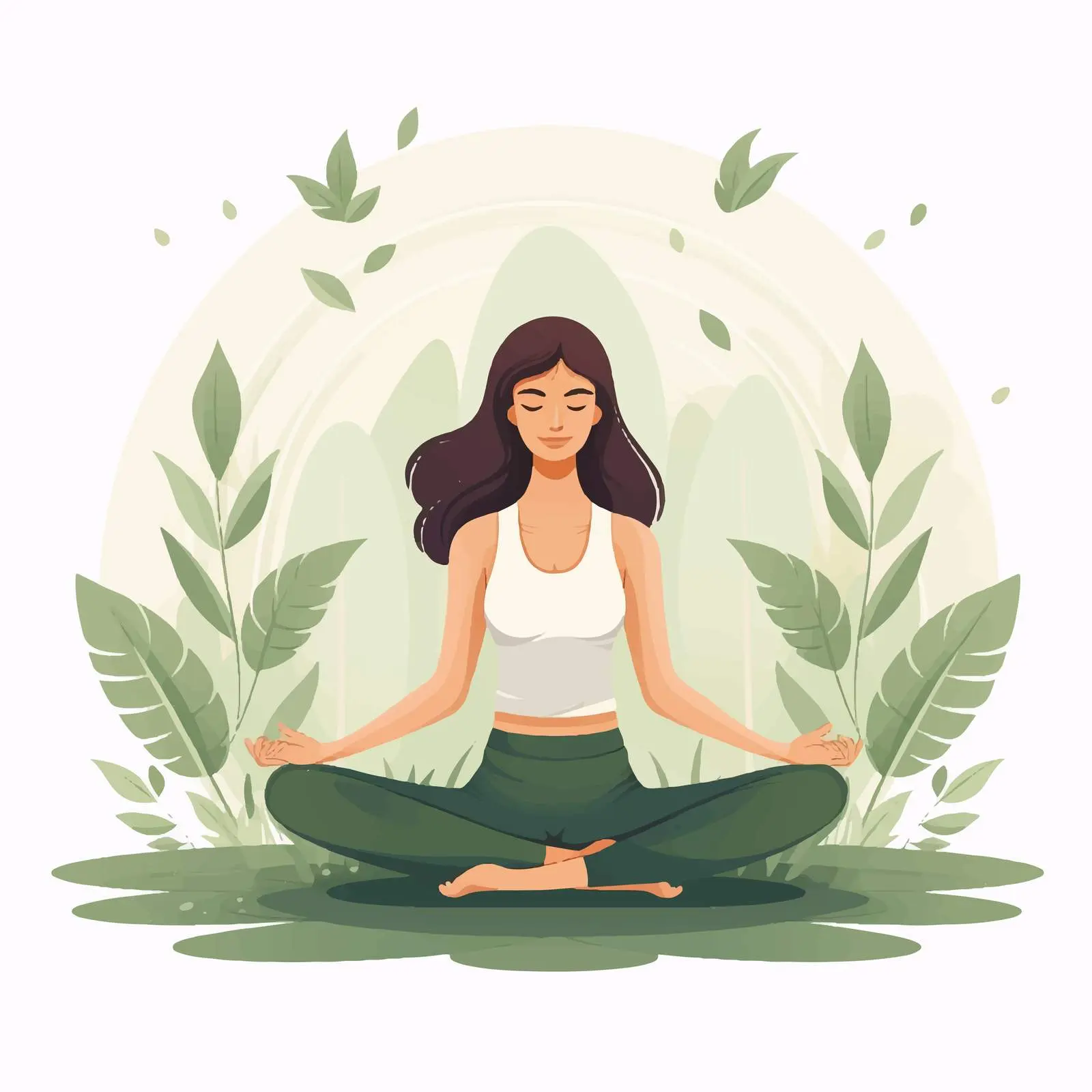 Woman Practicing Yoga on Mat Illustration — free download from Dotvec